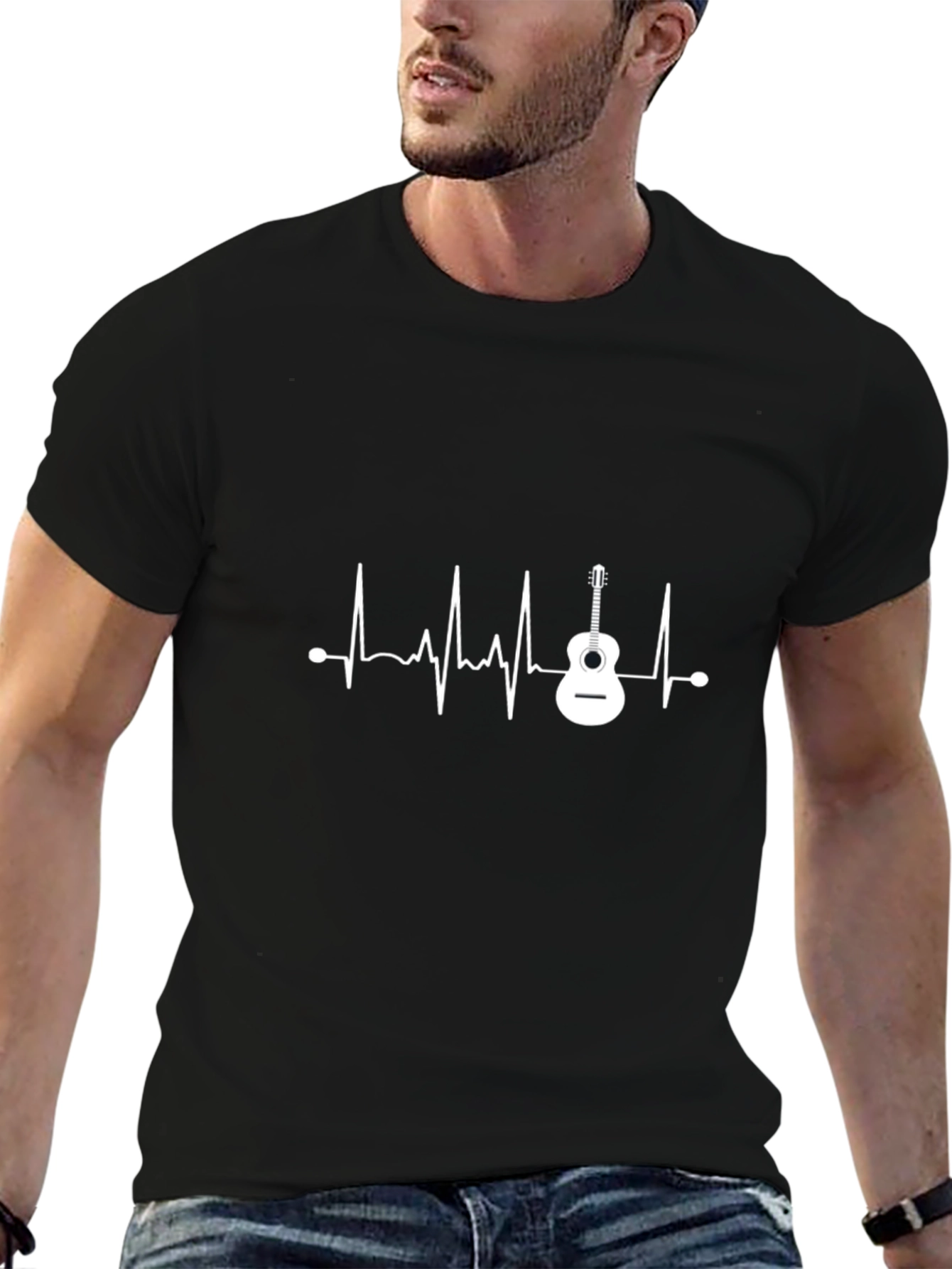 Guitar Heartbeat Graphic T-Shirt - Music Lover Tee