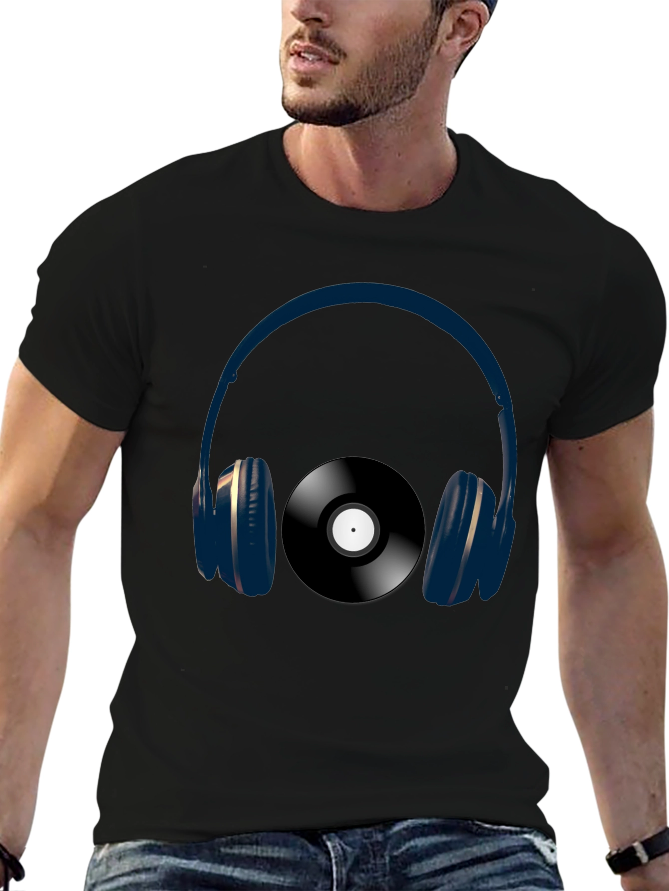 Headphones & Vinyl Graphic Tee - Music Lovers Shirt
