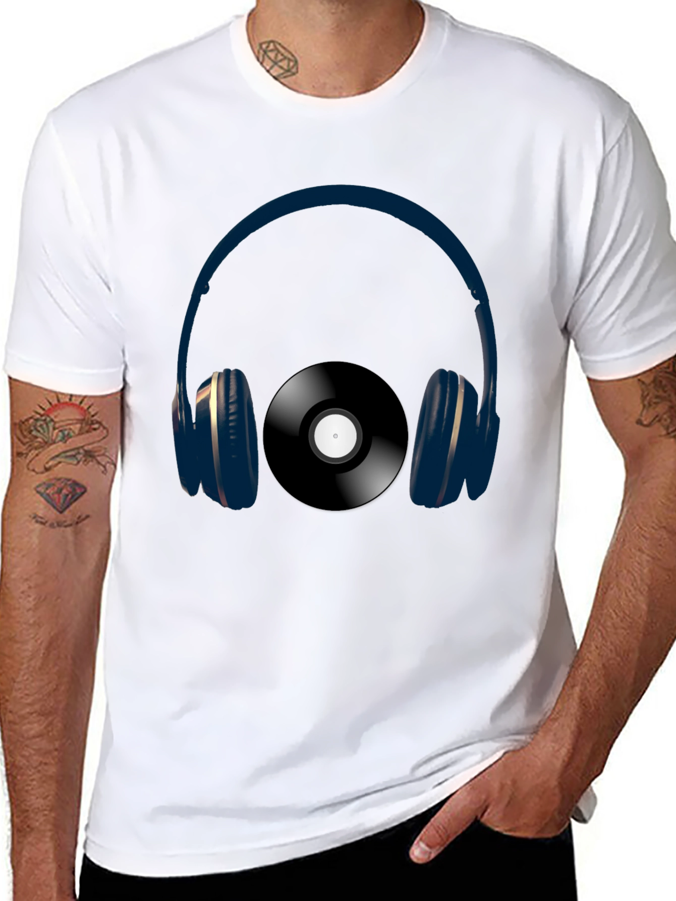 Headphones & Vinyl Graphic Tee - Music Lovers Shirt