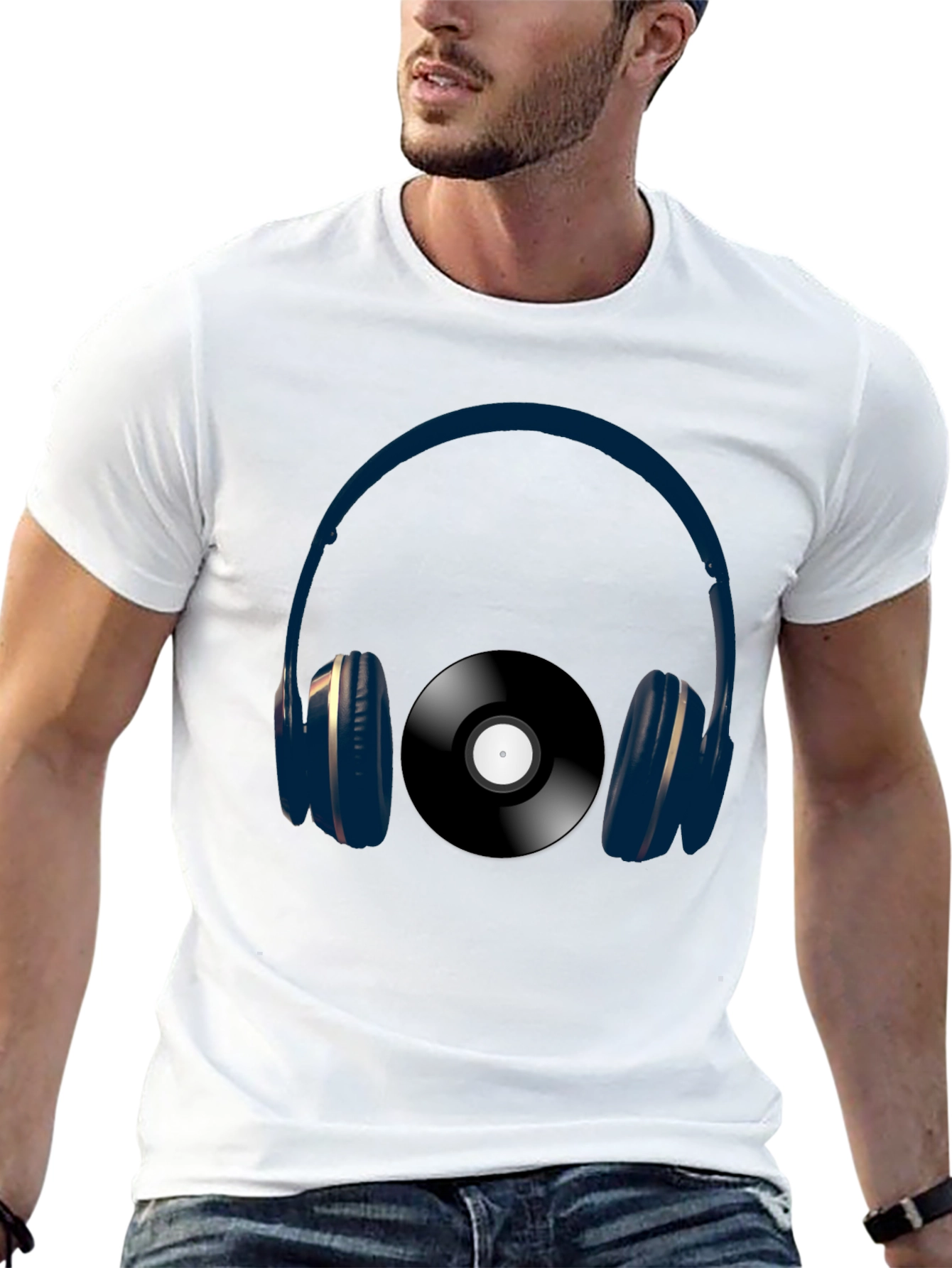 Headphones & Vinyl Graphic Tee - Music Lovers Shirt