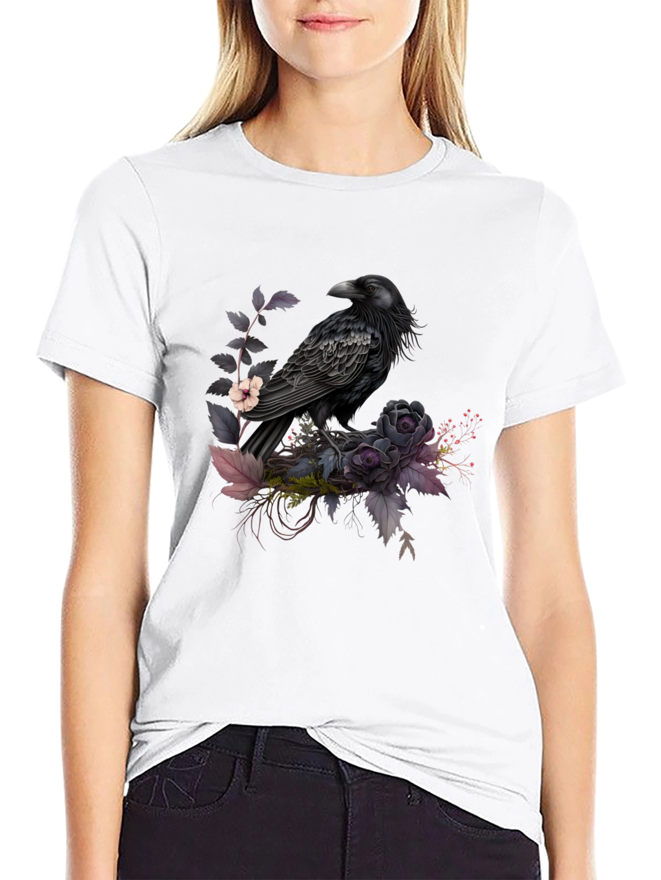 Raven & Roses Graphic Tee - Mens Black T-Shirt