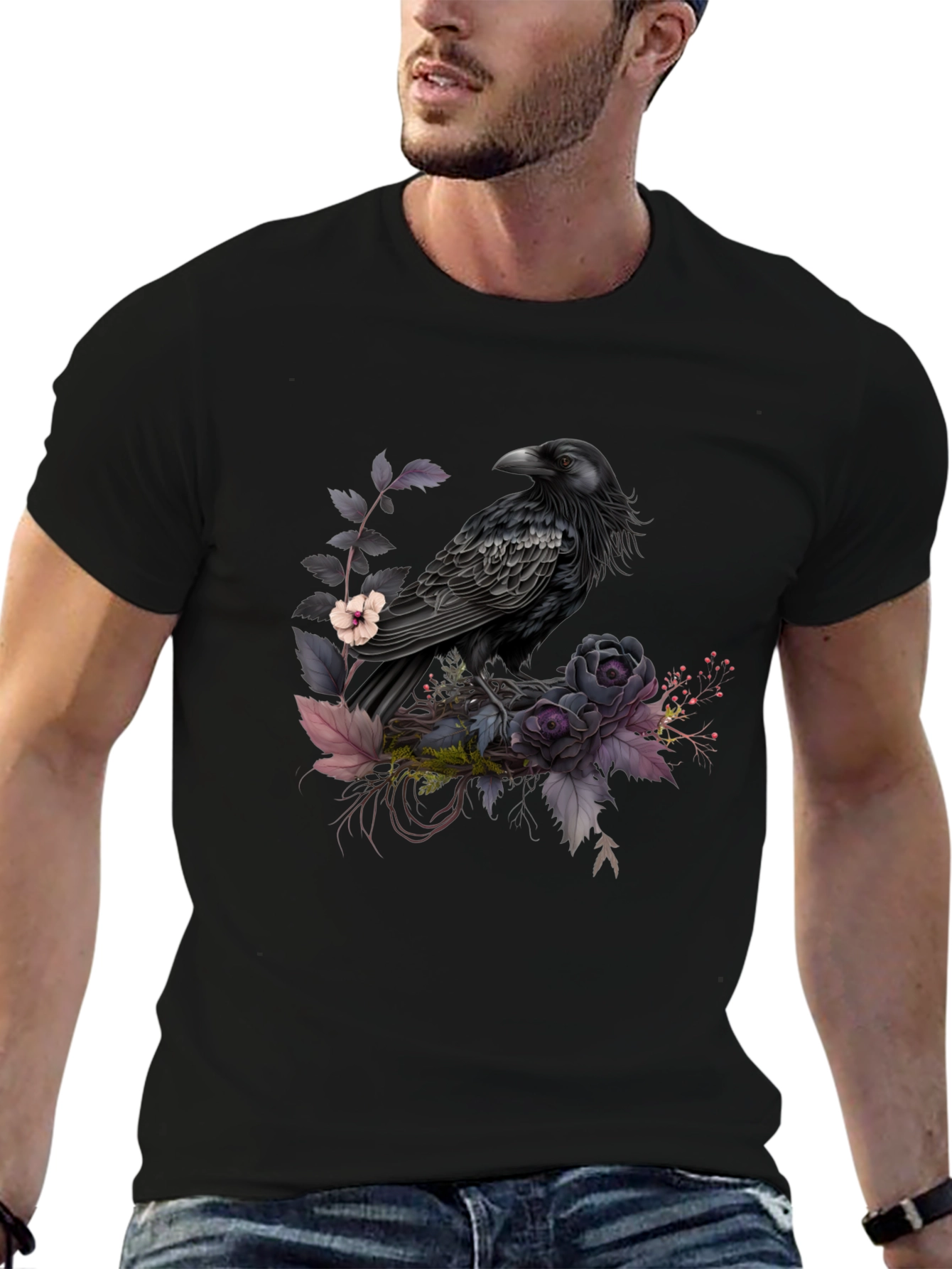 Raven & Roses Graphic Tee - Mens Black T-Shirt