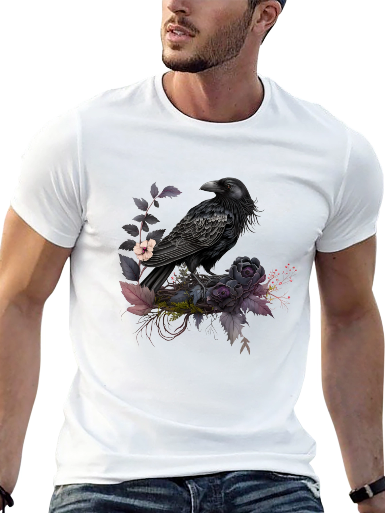 Raven & Roses Graphic Tee - Mens Black T-Shirt