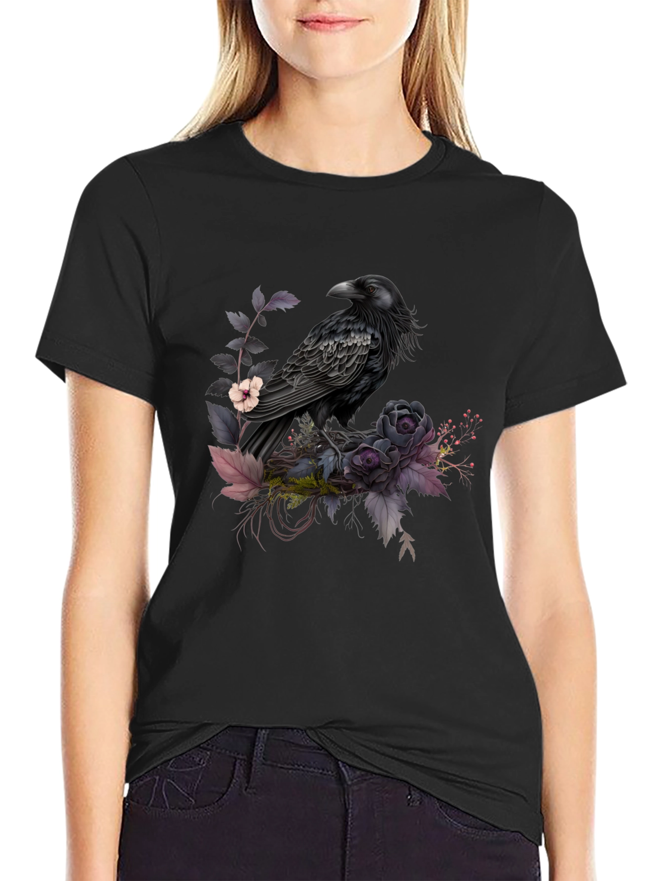 Raven & Roses Graphic Tee - Mens Black T-Shirt