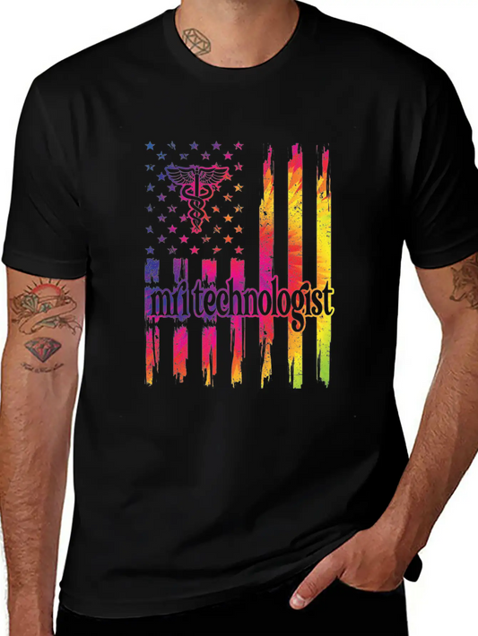 MRI Tech Magnetic Resonance Imaging Tech US Flag Stylish Everyday T-Shirt – Unisex Basic Cotton Tee