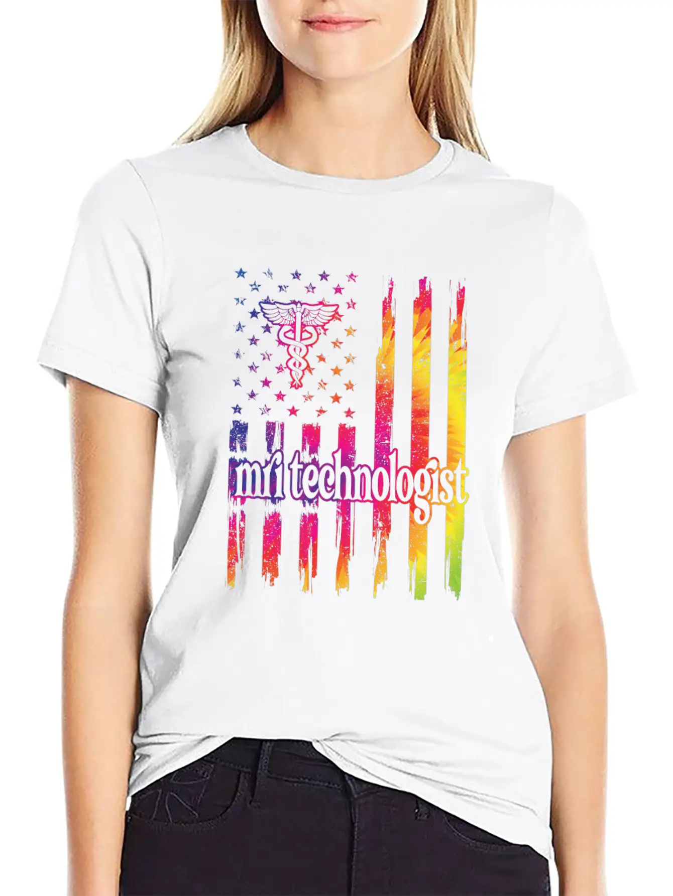 MRI Tech Magnetic Resonance Imaging Tech US Flag Stylish Everyday T-Shirt – Unisex Basic Cotton Tee