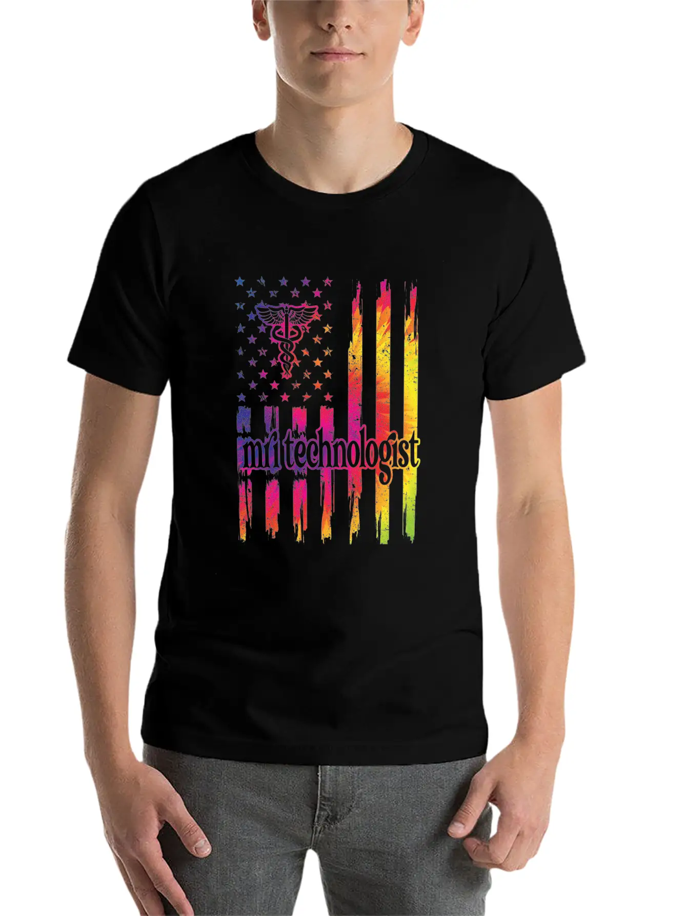 MRI Tech Magnetic Resonance Imaging Tech US Flag Stylish Everyday T-Shirt – Unisex Basic Cotton Tee