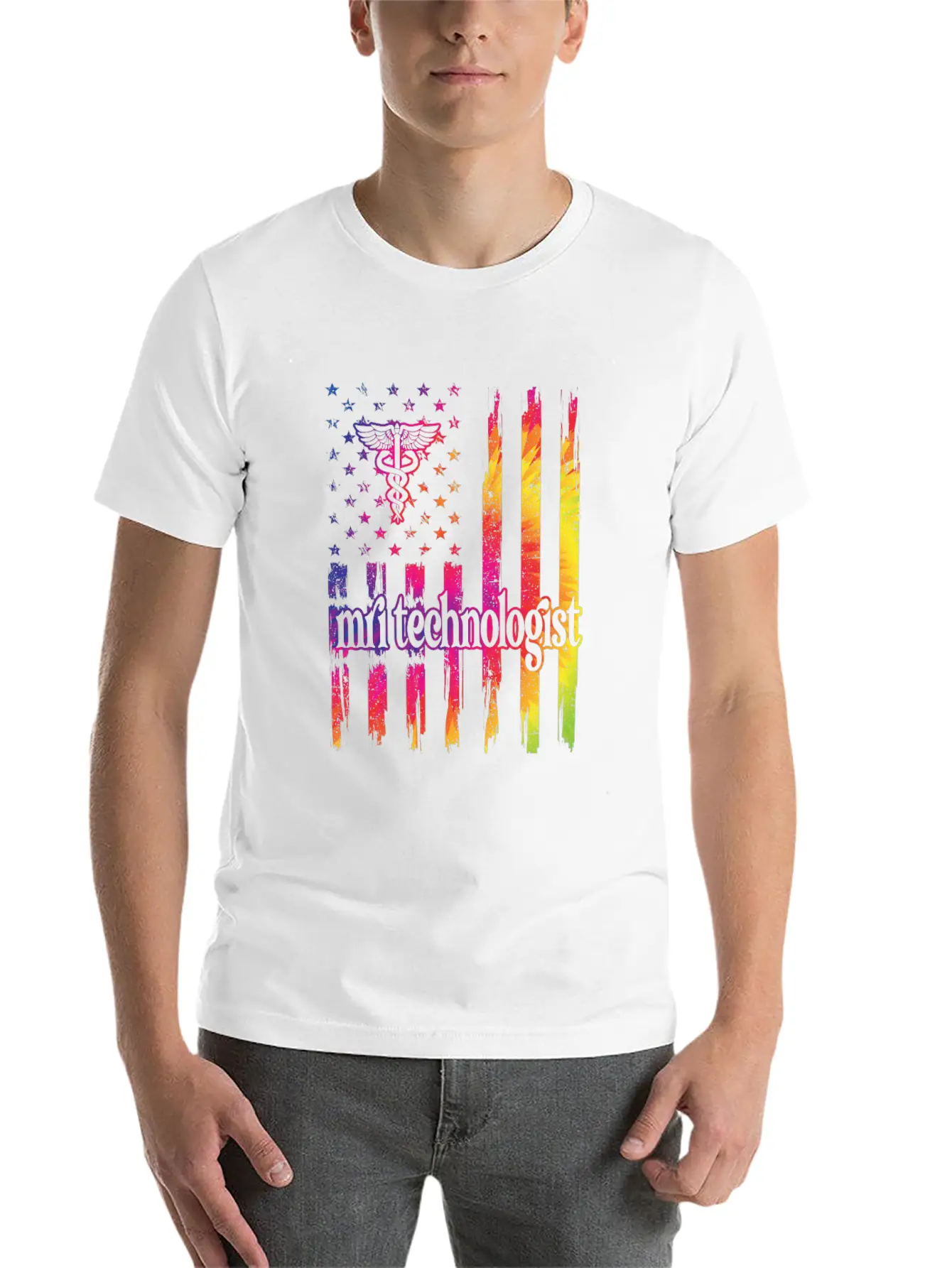 MRI Tech Magnetic Resonance Imaging Tech US Flag Stylish Everyday T-Shirt – Unisex Basic Cotton Tee