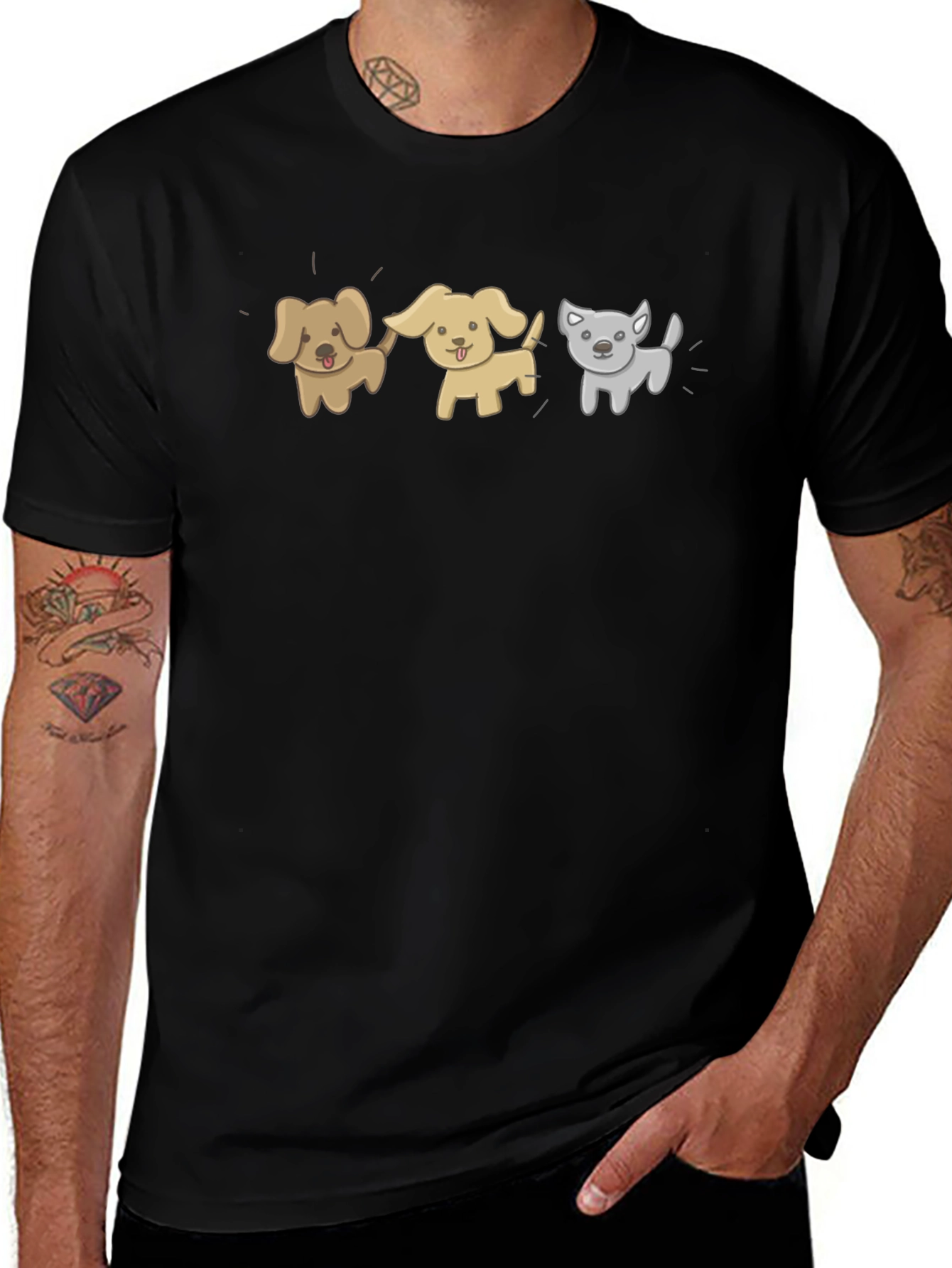 Cartoon Dog T-Shirt - Unisex Black Tee
