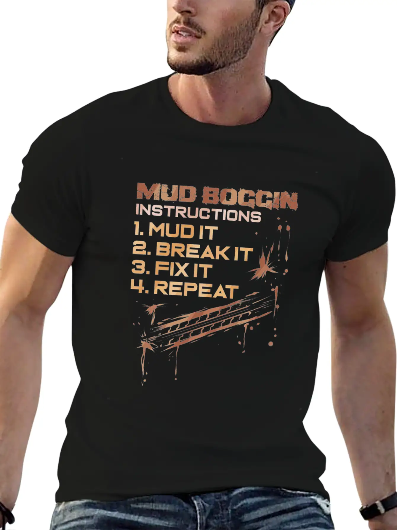 Mud Boggin Instructions - Funny Mudding Gift Timeless Short Sleeve Tee – Comfy And Minimalist Design