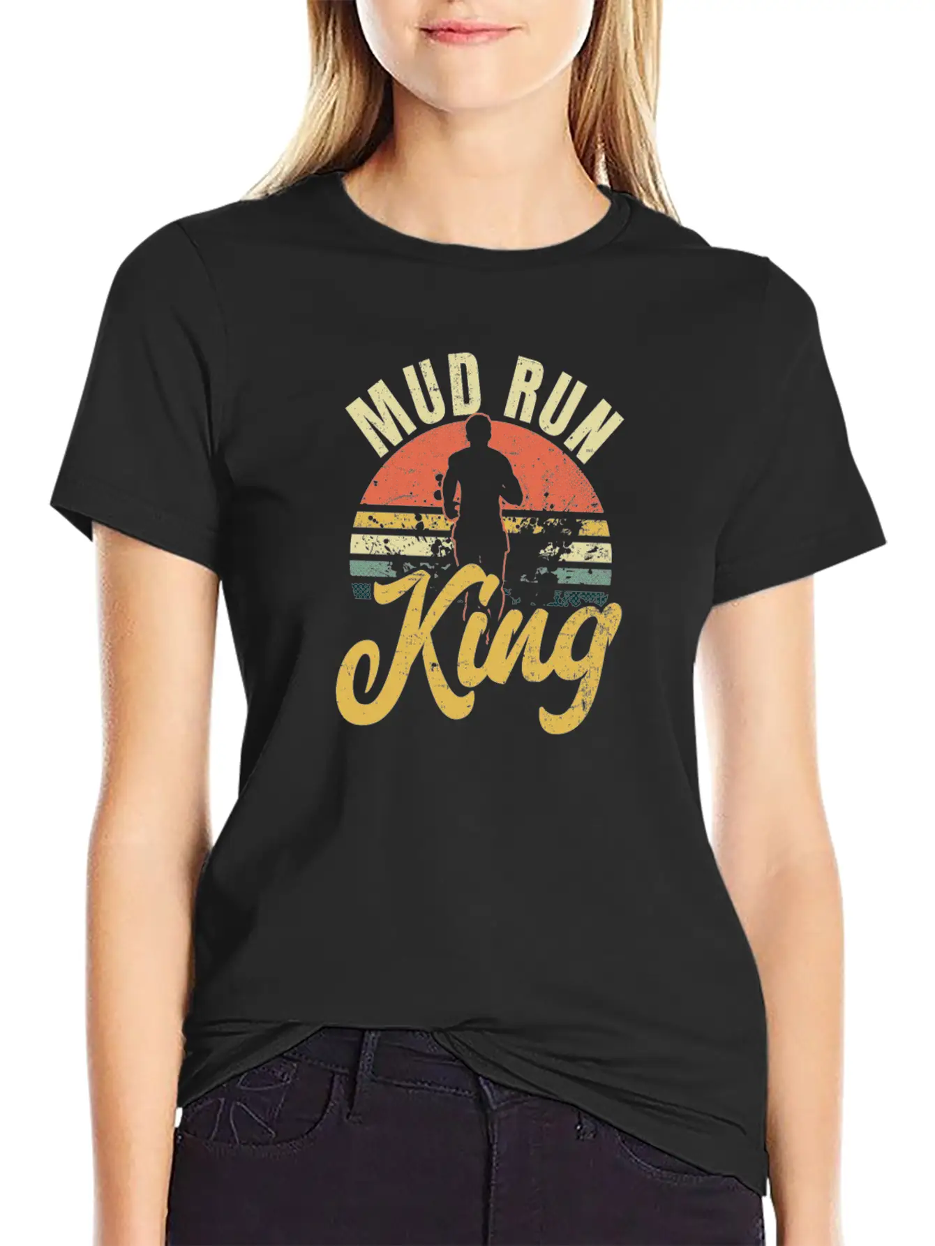 Mud Run Vintage Retro Sunset King Gift Stylish Everyday T-Shirt – Unisex Basic Cotton Tee