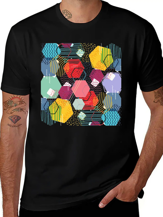 Multicolor Geometric Art Stylish Everyday T-Shirt – Unisex Basic Cotton Tee