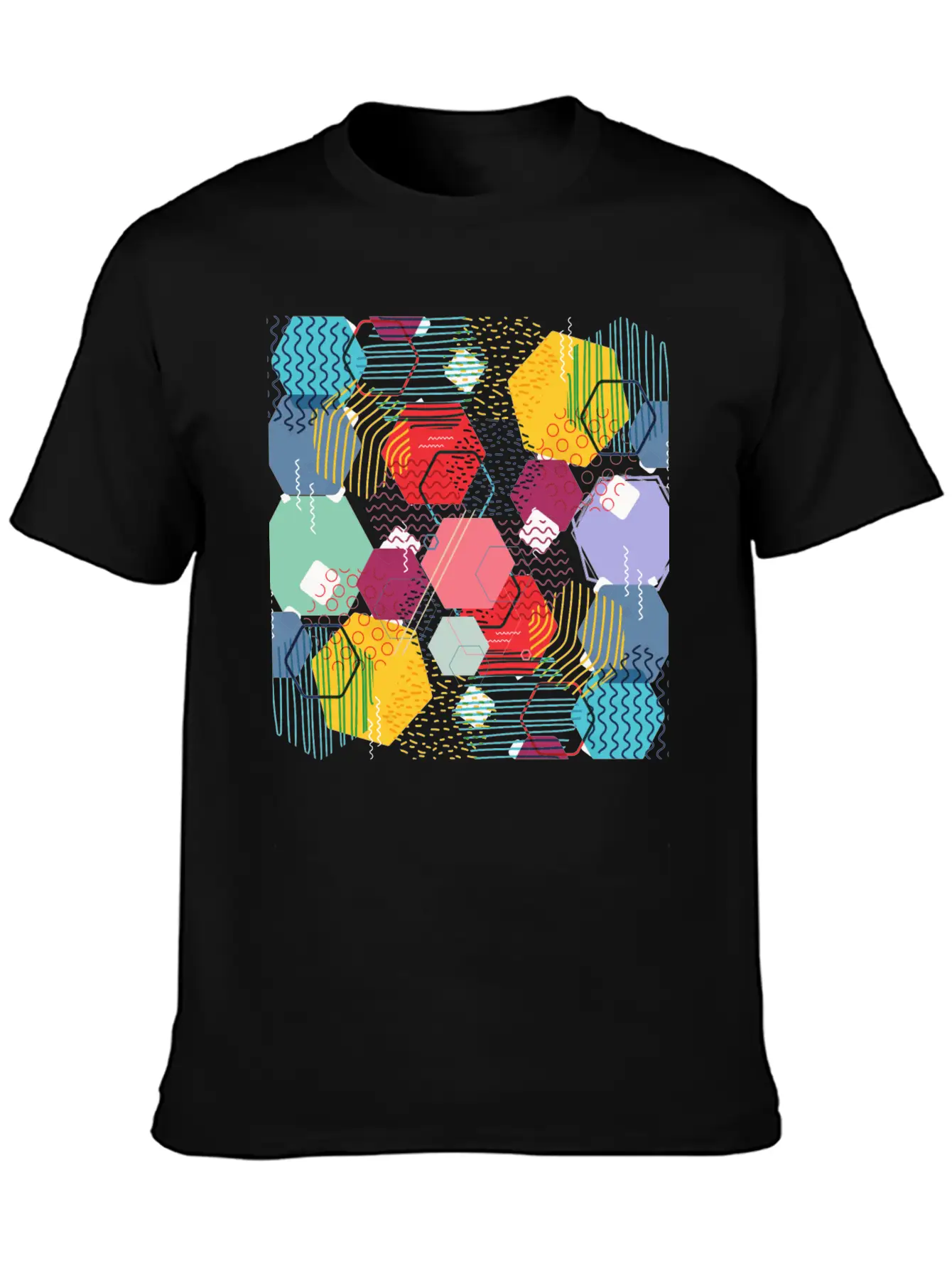 Multicolor Geometric Art Stylish Everyday T-Shirt – Unisex Basic Cotton Tee