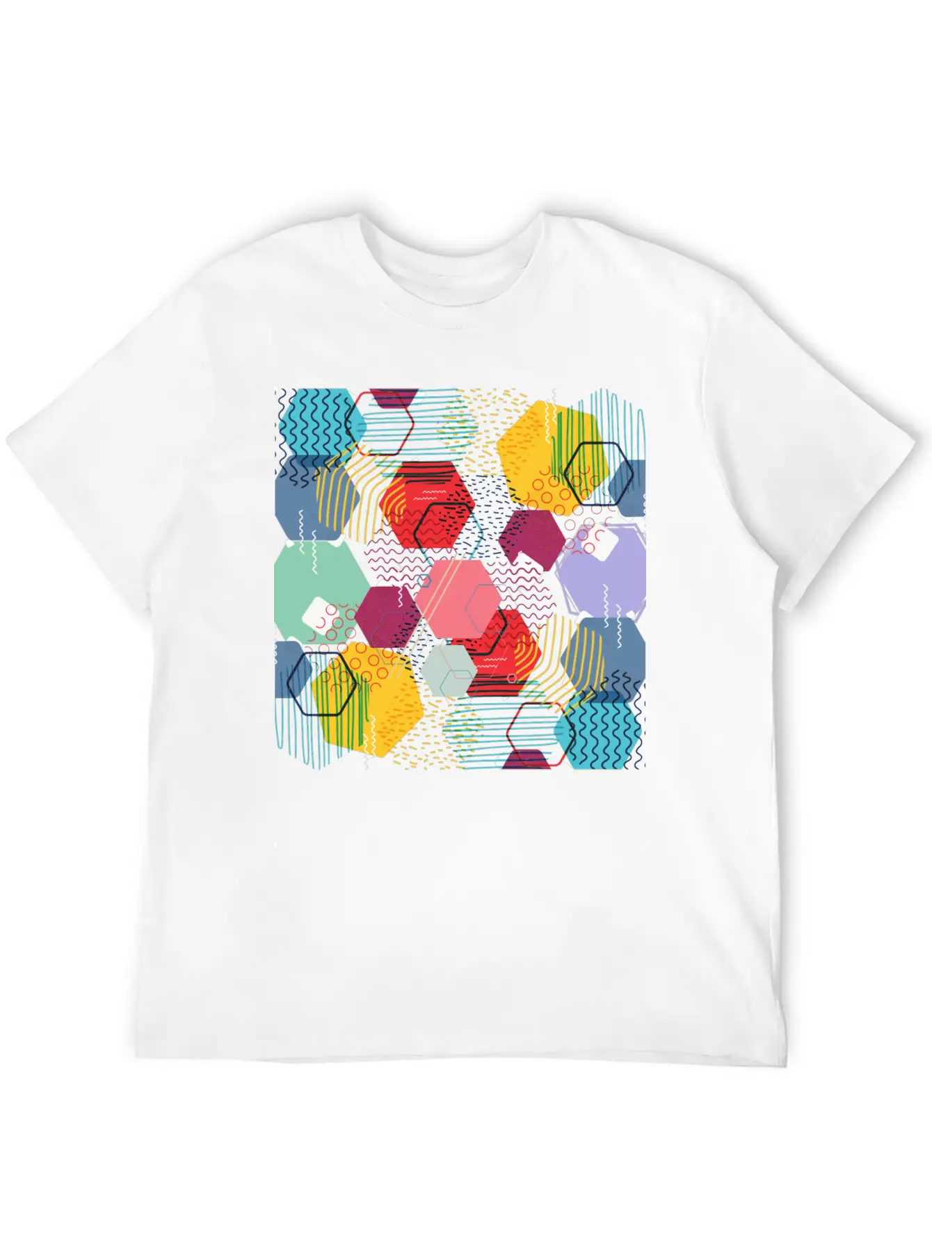 Multicolor Geometric Art Stylish Everyday T-Shirt – Unisex Basic Cotton Tee