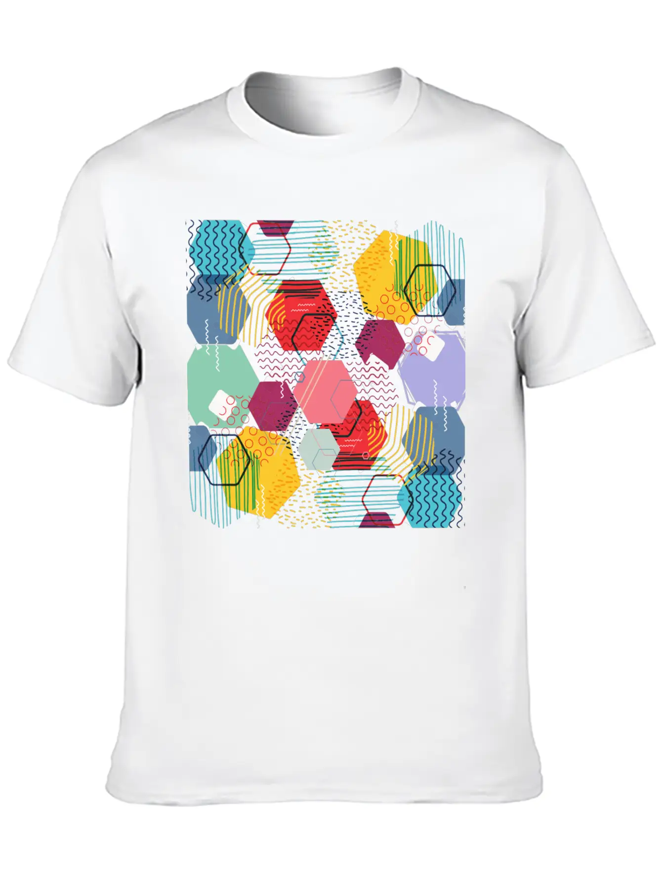 Multicolor Geometric Art Stylish Everyday T-Shirt – Unisex Basic Cotton Tee