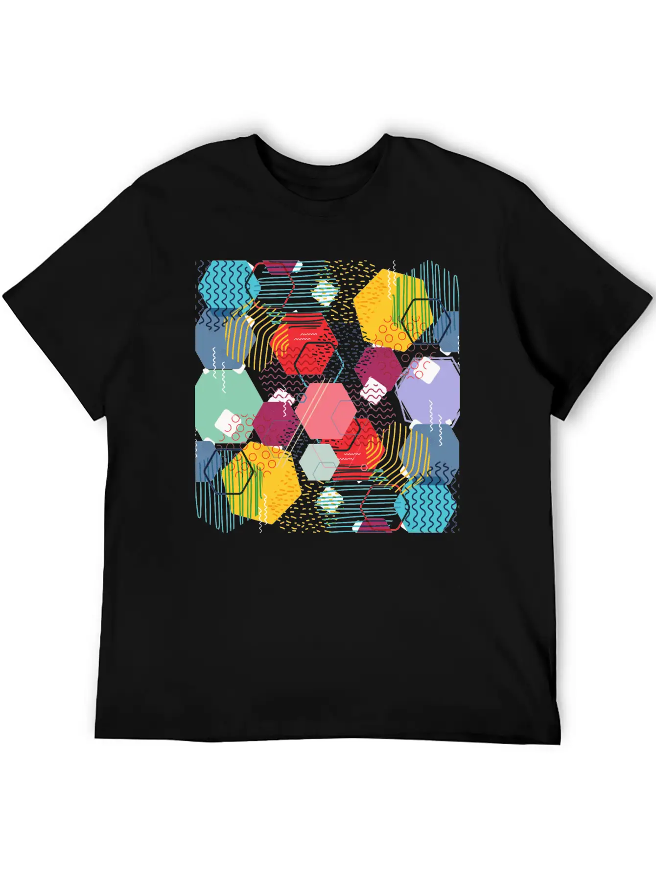 Multicolor Geometric Art Stylish Everyday T-Shirt – Unisex Basic Cotton Tee