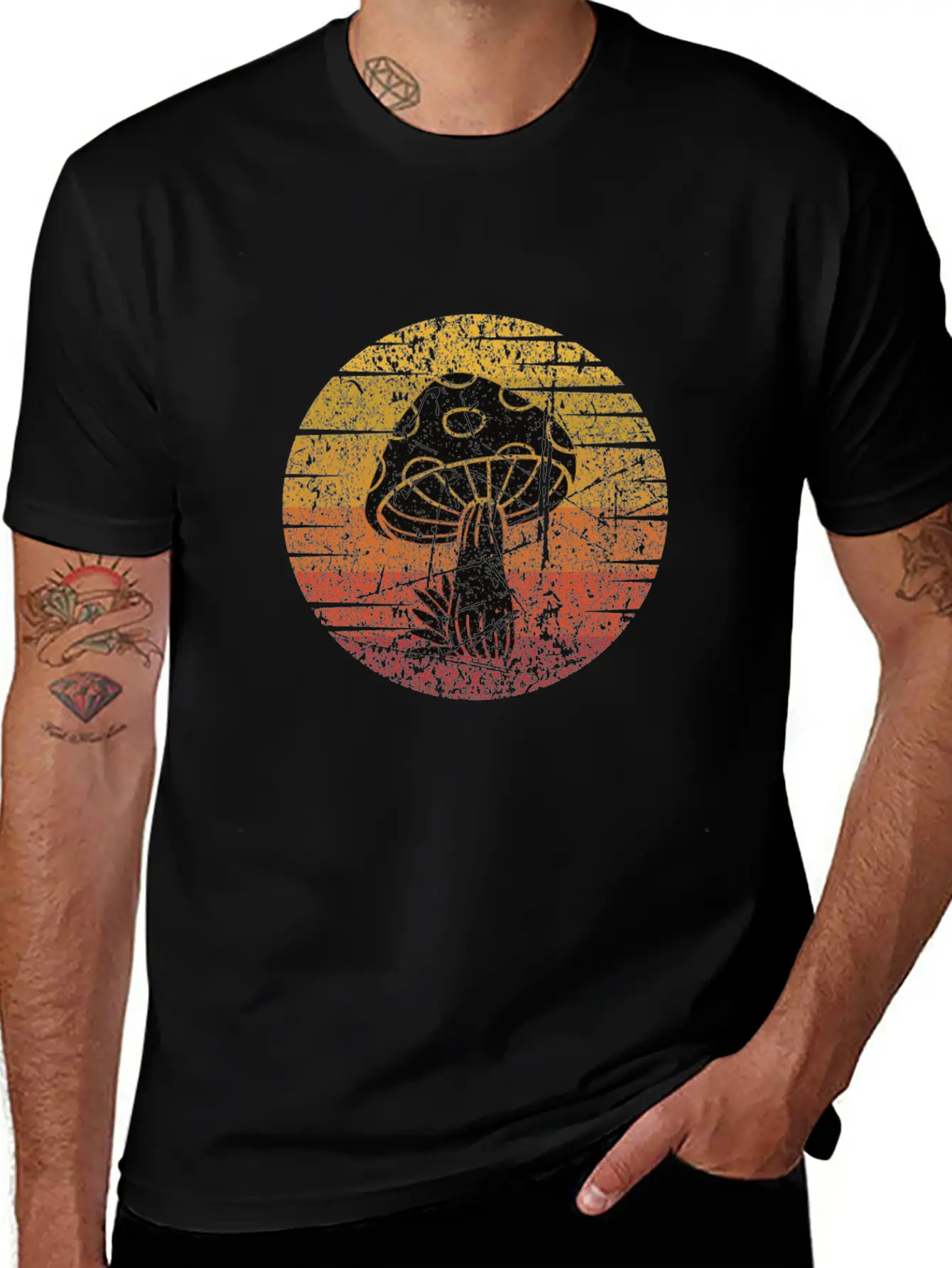 Mushroom Picking Retro Comfortable Minimalist Graphic Tee – Summer Style Essential