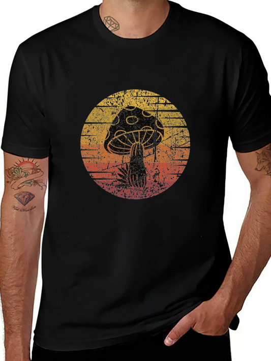 Mushroom Picking Retro Comfortable Minimalist Graphic Tee – Summer Style Essential