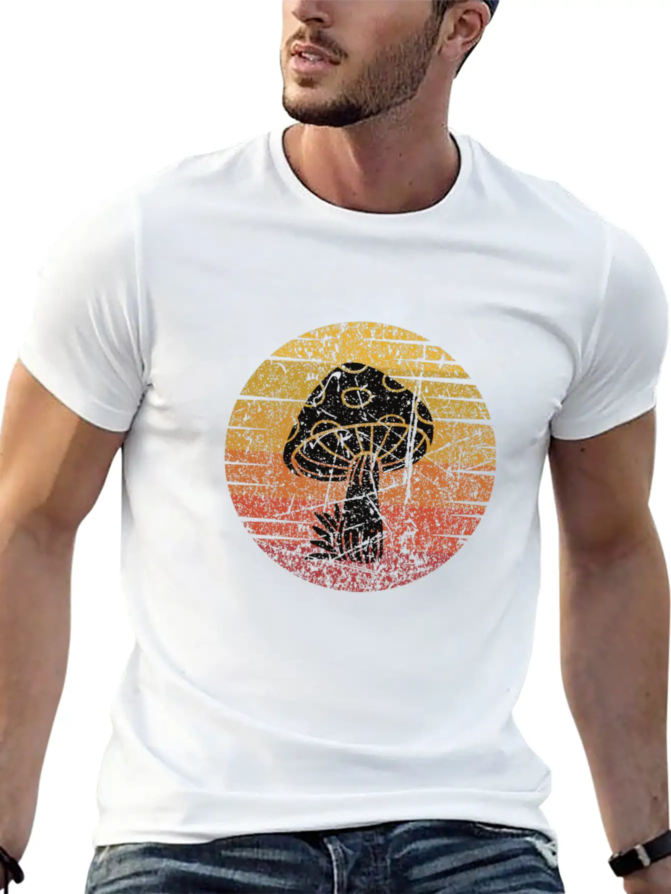 Mushroom Picking Retro Comfortable Minimalist Graphic Tee – Summer Style Essential