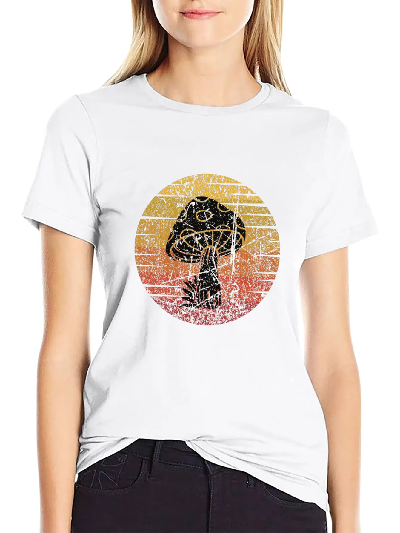 Mushroom Picking Retro Comfortable Minimalist Graphic Tee – Summer Style Essential