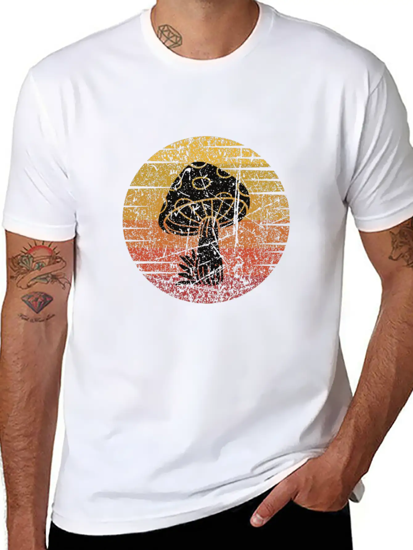 Mushroom Picking Retro Comfortable Minimalist Graphic Tee – Summer Style Essential