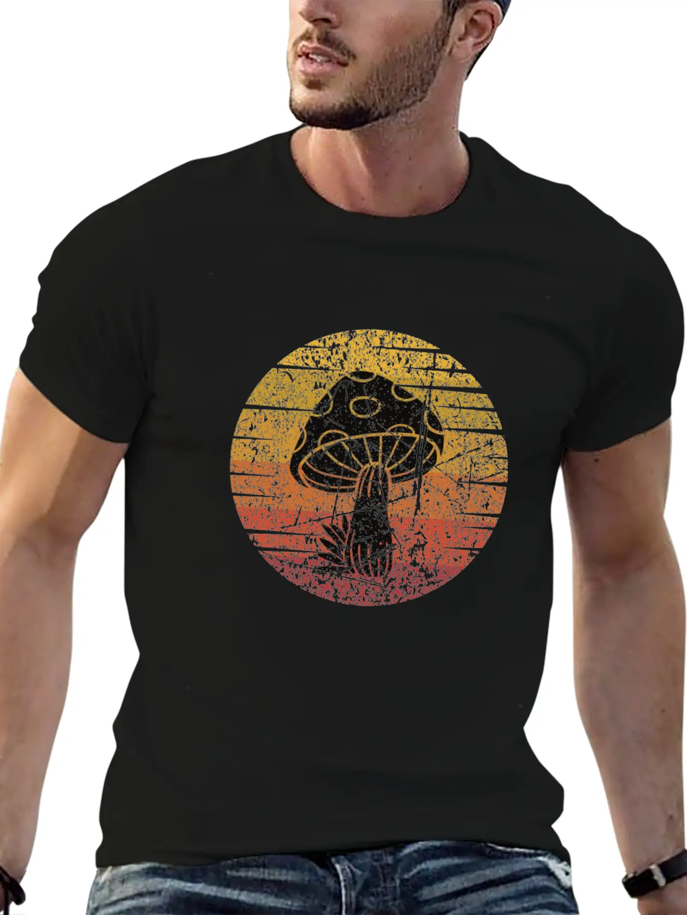 Mushroom Picking Retro Comfortable Minimalist Graphic Tee – Summer Style Essential