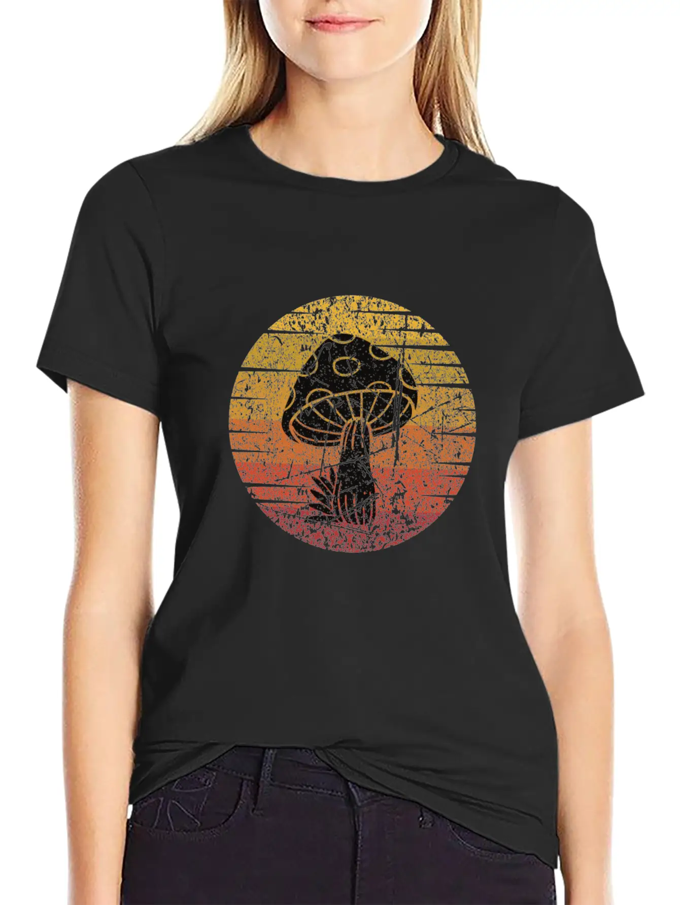 Mushroom Picking Retro Comfortable Minimalist Graphic Tee – Summer Style Essential