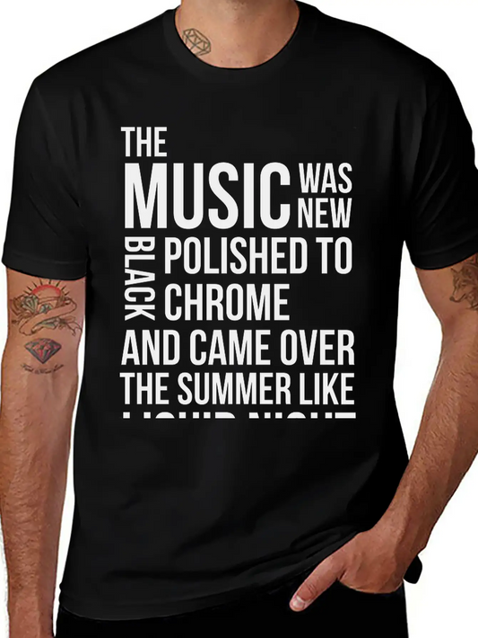 Music Black Polished Chrome Techno Acid DJ Club Unisex Short Sleeve Soft Cotton T-Shirt – Casual Everyday Wear