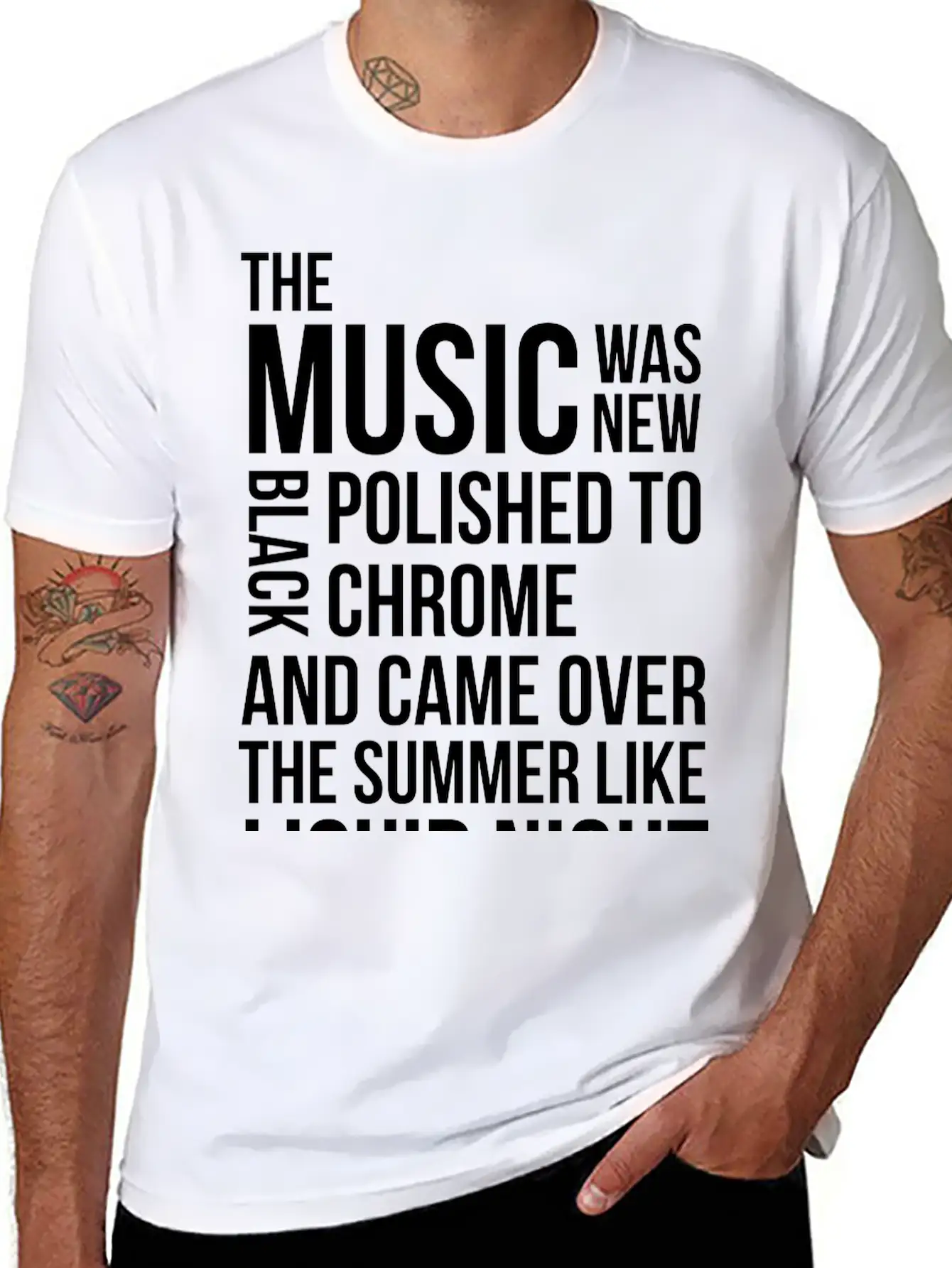 Music Black Polished Chrome Techno Acid DJ Club Unisex Short Sleeve Soft Cotton T-Shirt – Casual Everyday Wear