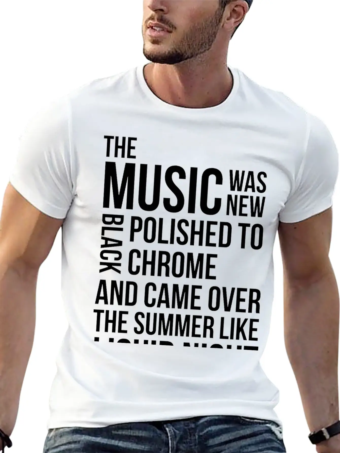 Music Black Polished Chrome Techno Acid DJ Club Unisex Short Sleeve Soft Cotton T-Shirt – Casual Everyday Wear