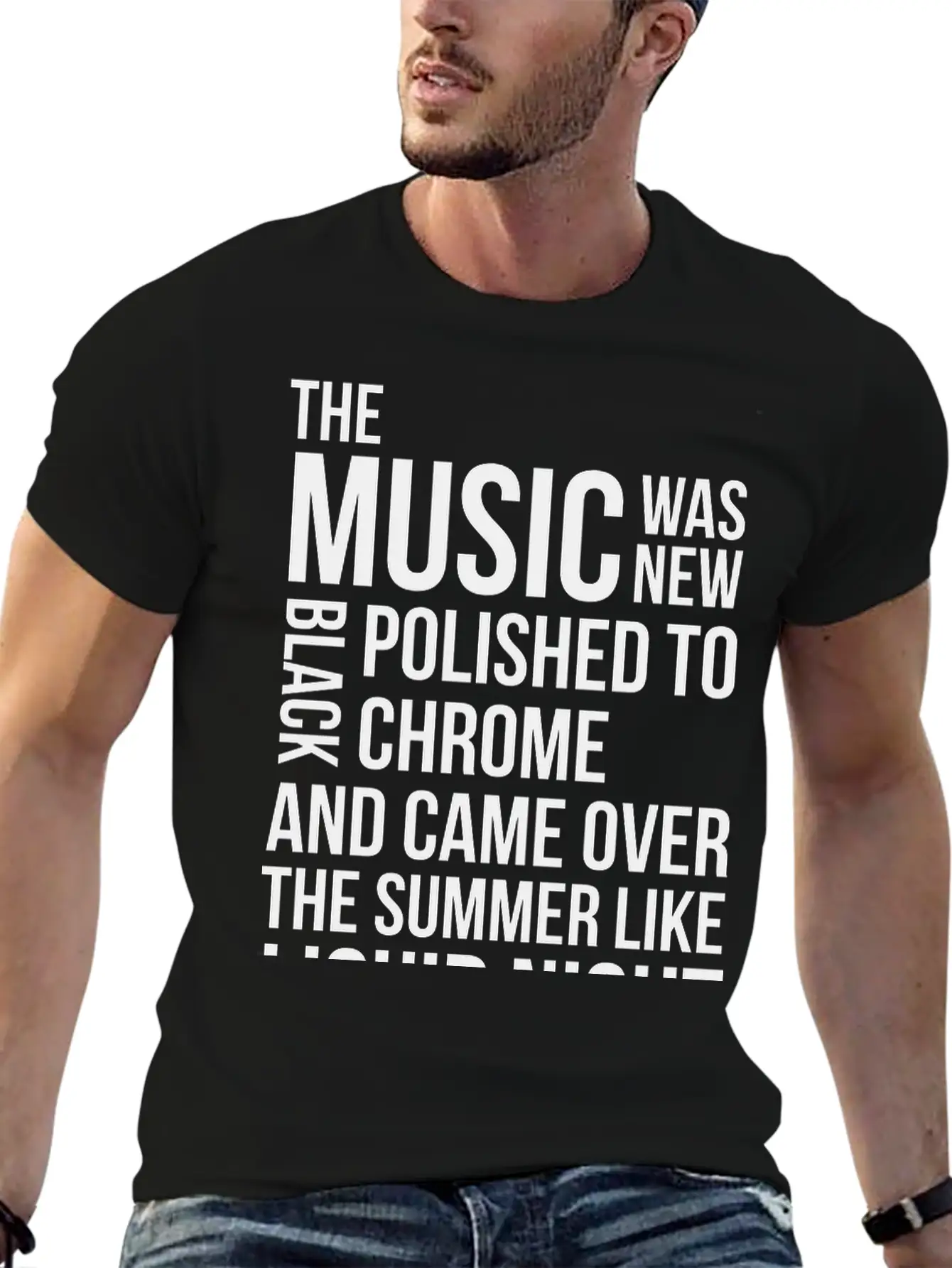 Music Black Polished Chrome Techno Acid DJ Club Unisex Short Sleeve Soft Cotton T-Shirt – Casual Everyday Wear