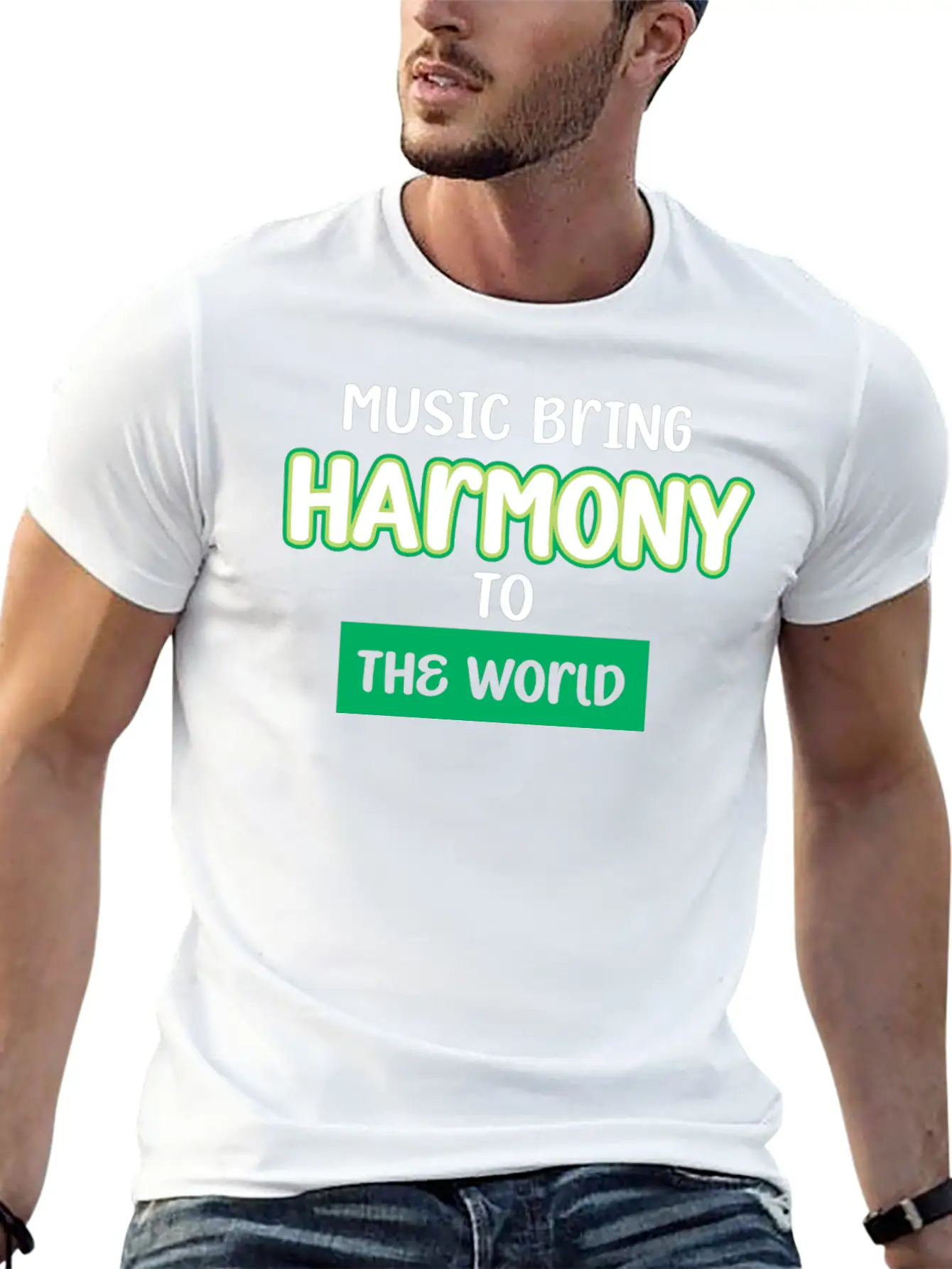 Music Brings Harmony To The World Stylish Everyday T-Shirt – Unisex Basic Cotton Tee