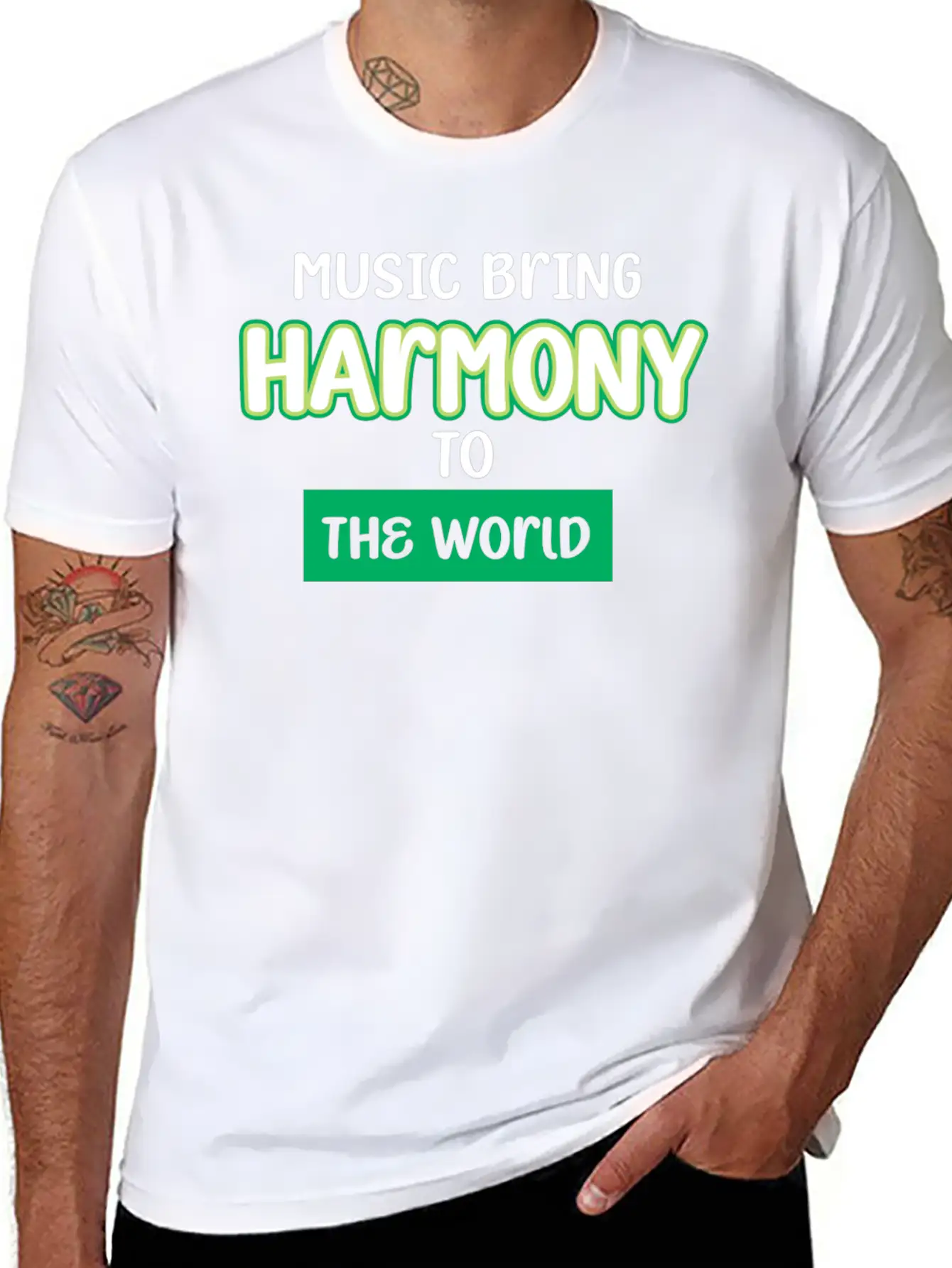 Music Brings Harmony To The World Stylish Everyday T-Shirt – Unisex Basic Cotton Tee