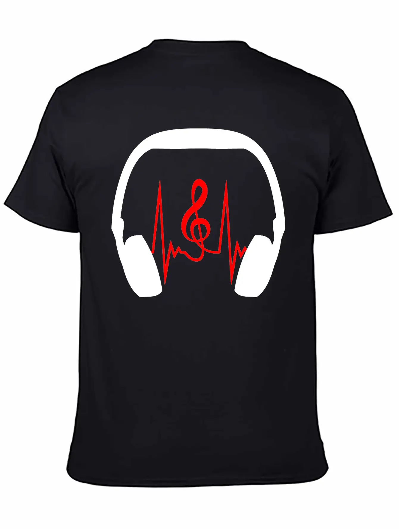 Music Clef Note Headphones Sound Loud Pulse ECG Unisex Short Sleeve Soft Cotton T-Shirt – Casual Everyday Wear