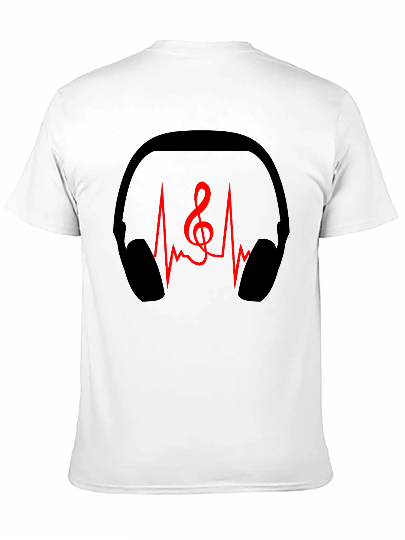 Music Clef Note Headphones Sound Loud Pulse ECG Unisex Short Sleeve Soft Cotton T-Shirt – Casual Everyday Wear
