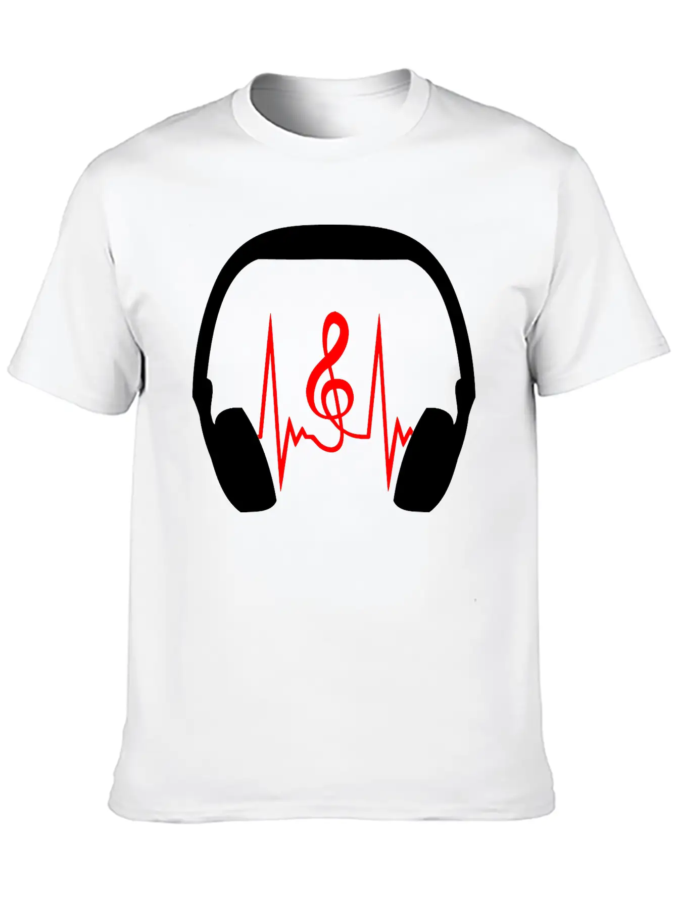 Music Clef Note Headphones Sound Loud Pulse ECG Unisex Short Sleeve Soft Cotton T-Shirt – Casual Everyday Wear