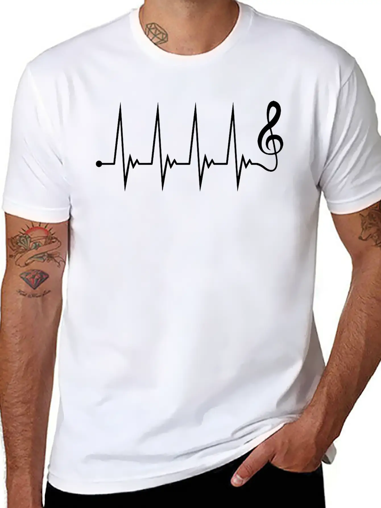 Music Clef Note Violin Treble Sound Pulse ECG Timeless Short Sleeve Tee – Comfy And Minimalist Design