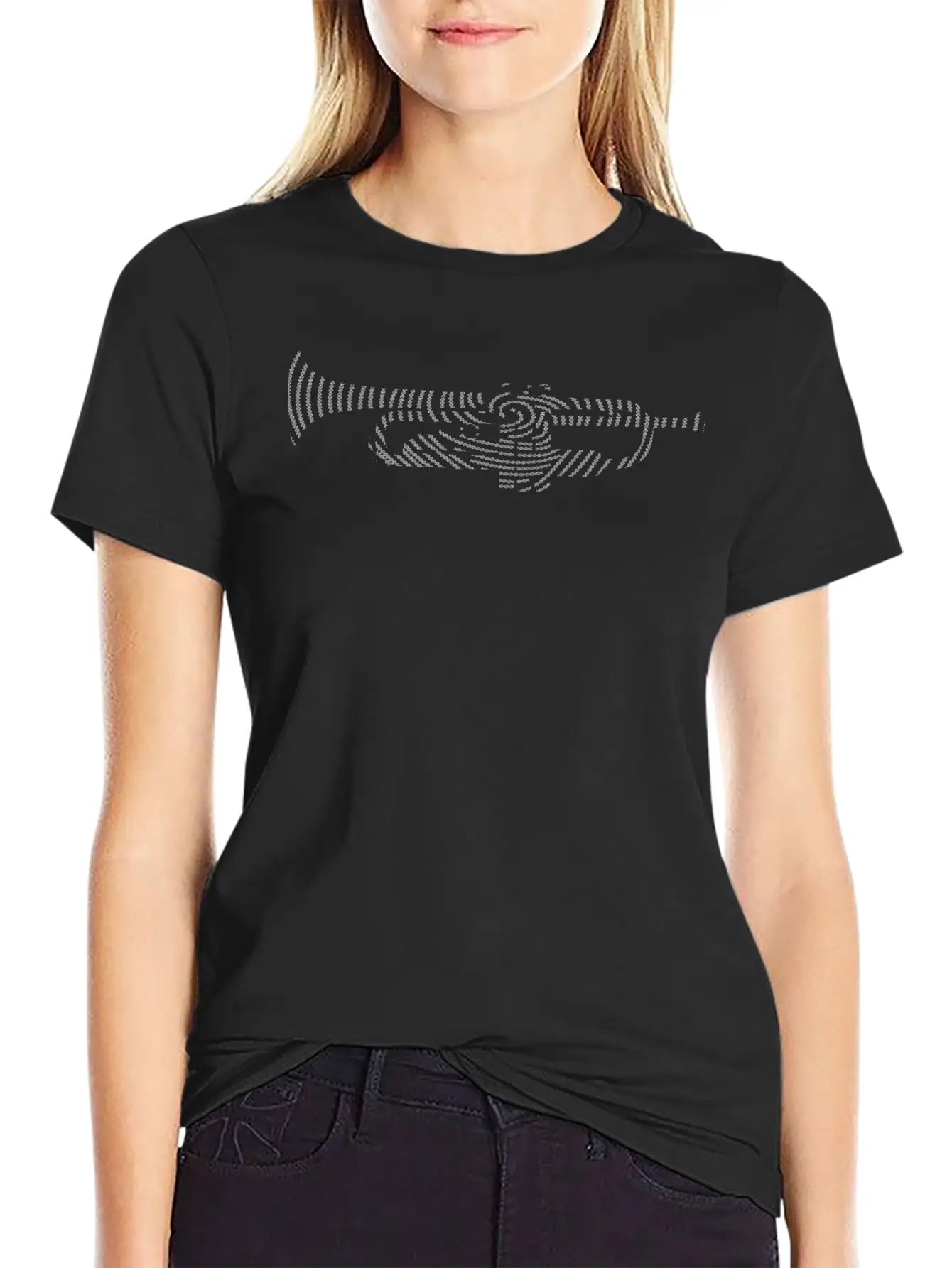 Music DNA With Trumpet Silhouette - Creative Music Unisex Short Sleeve Soft Cotton T-Shirt – Casual Everyday Wear