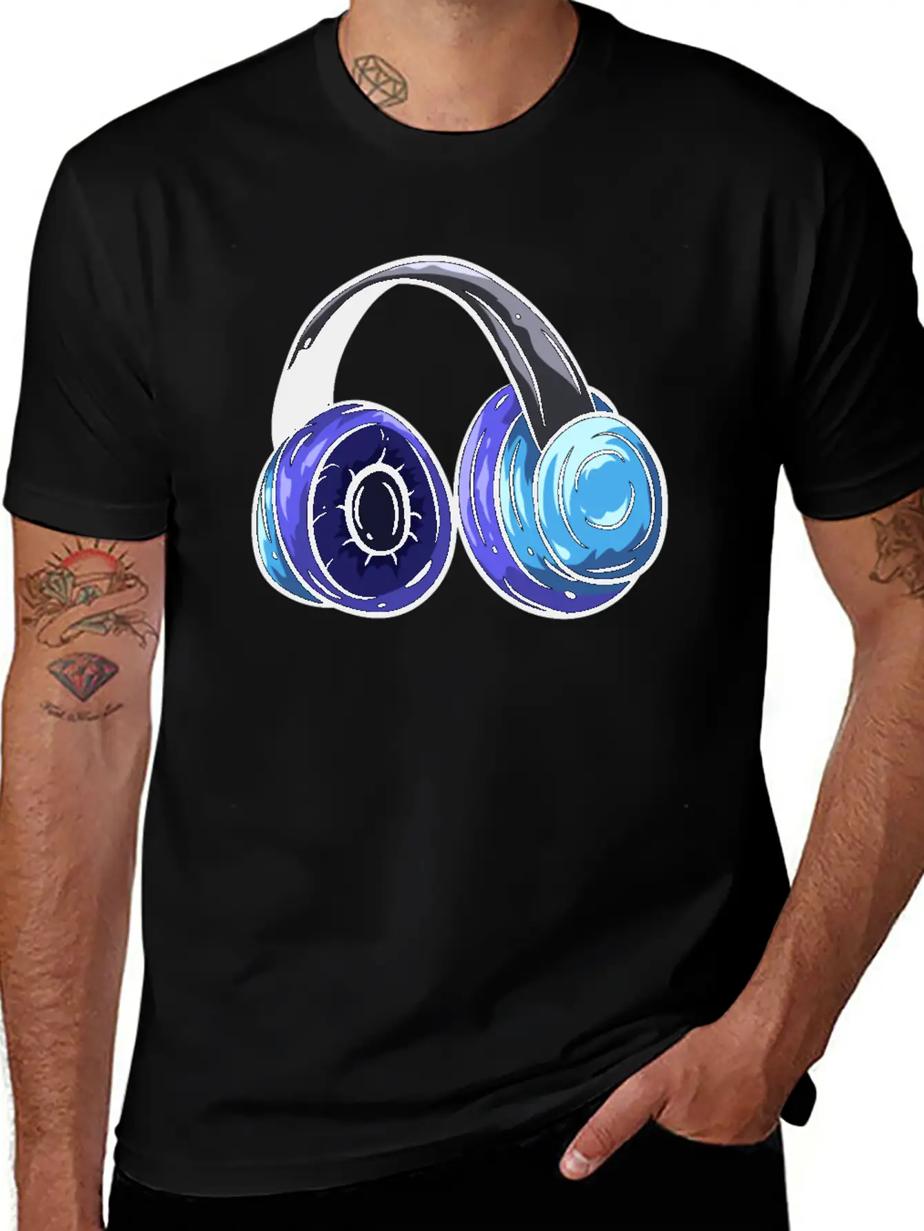 Music Headphones Unisex Short Sleeve Soft Cotton T-Shirt – Casual Everyday Wear