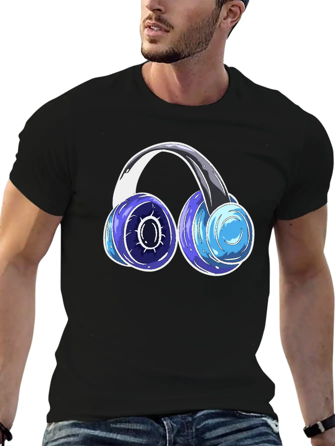 Music Headphones Unisex Short Sleeve Soft Cotton T-Shirt – Casual Everyday Wear