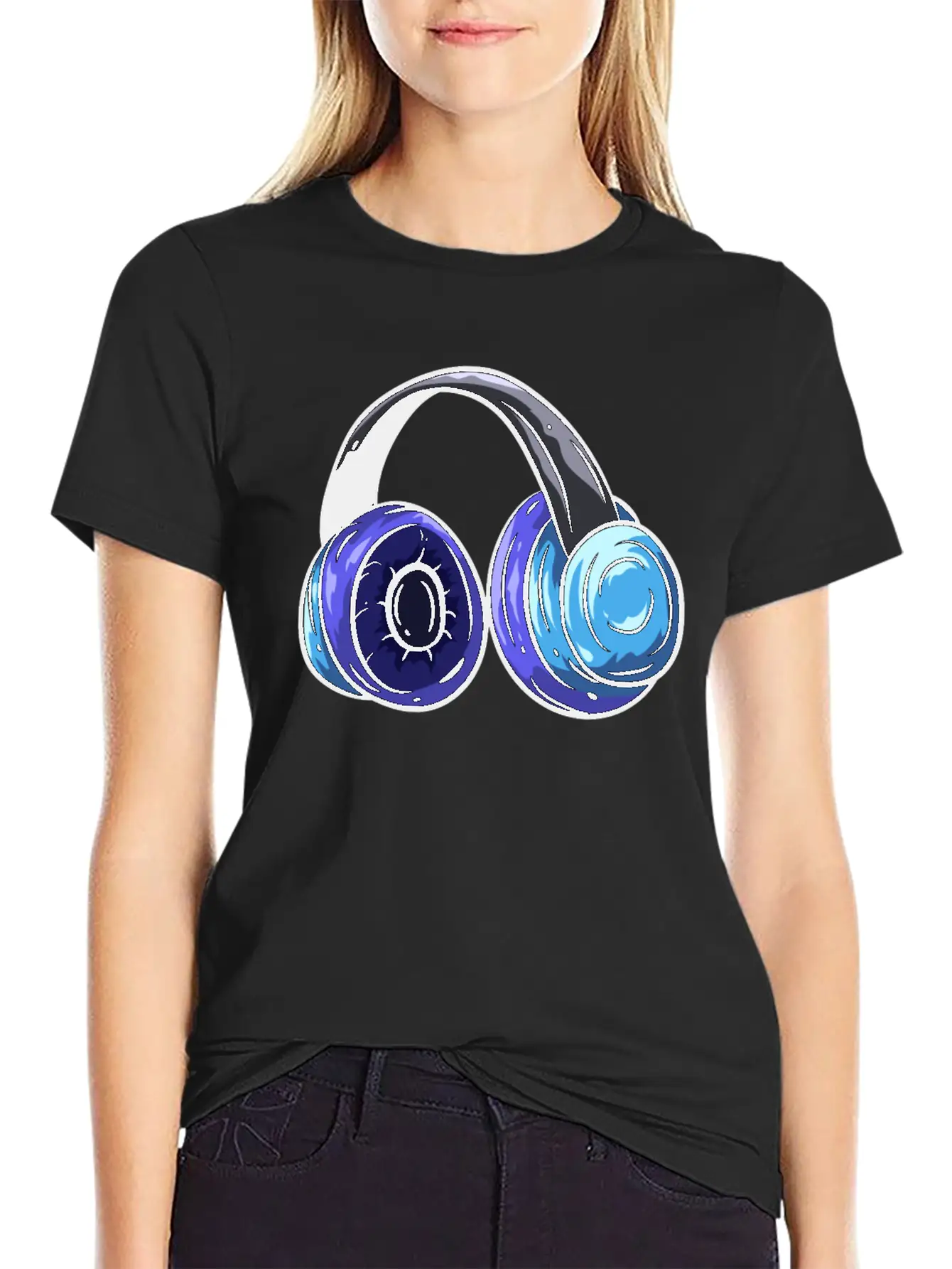 Music Headphones Unisex Short Sleeve Soft Cotton T-Shirt – Casual Everyday Wear