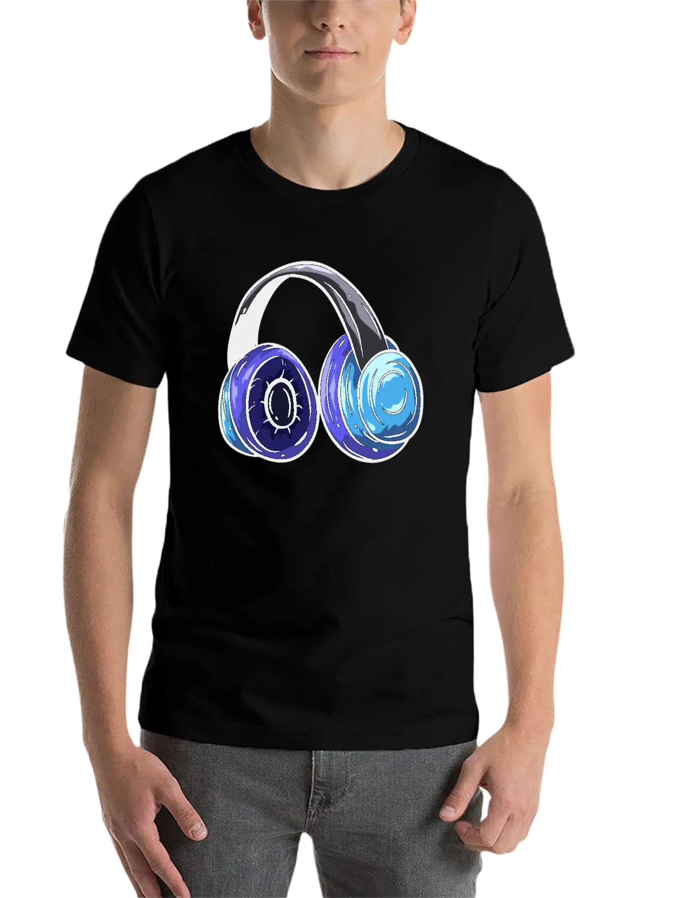 Music Headphones Unisex Short Sleeve Soft Cotton T-Shirt – Casual Everyday Wear