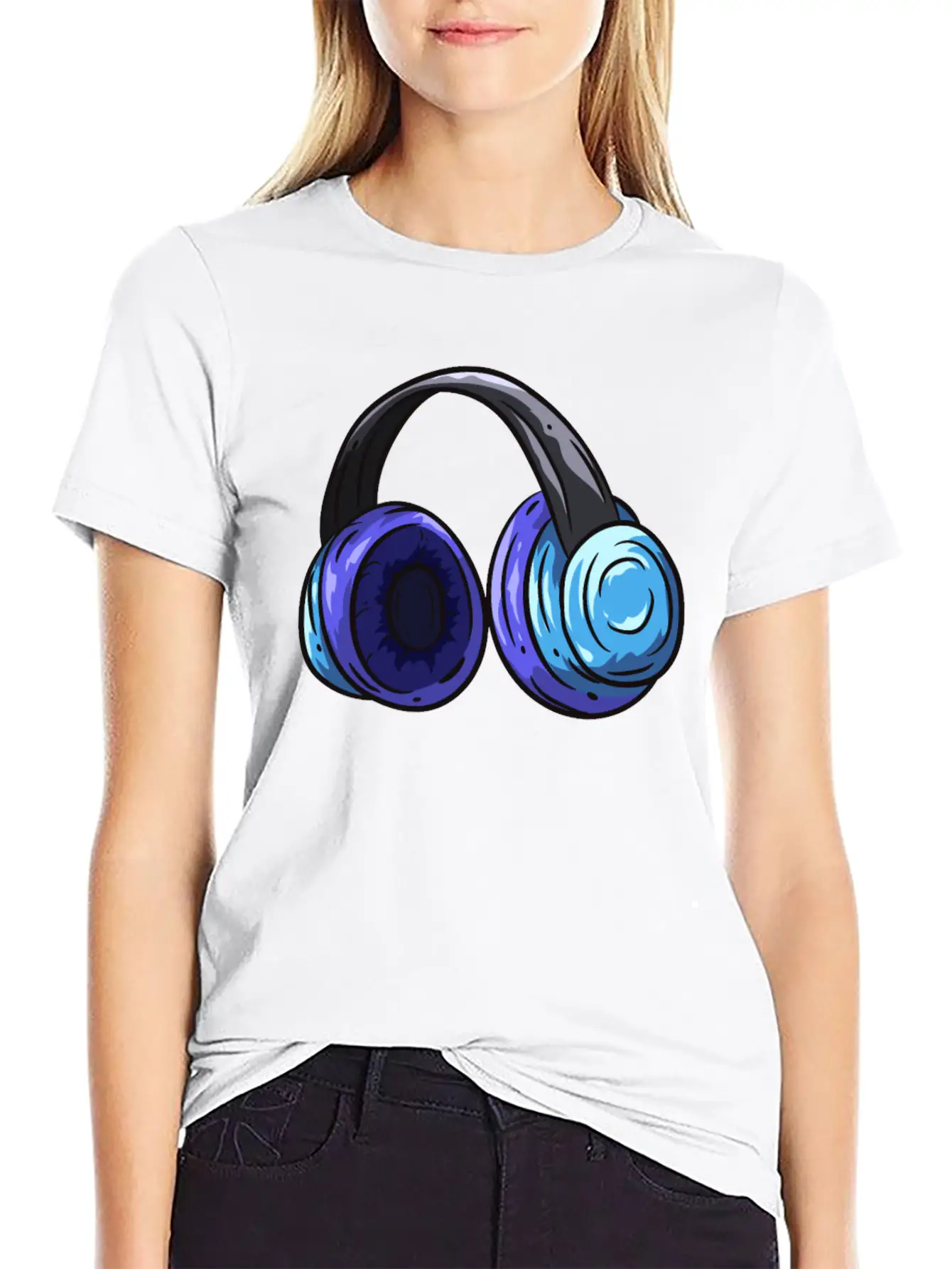 Music Headphones Unisex Short Sleeve Soft Cotton T-Shirt – Casual Everyday Wear