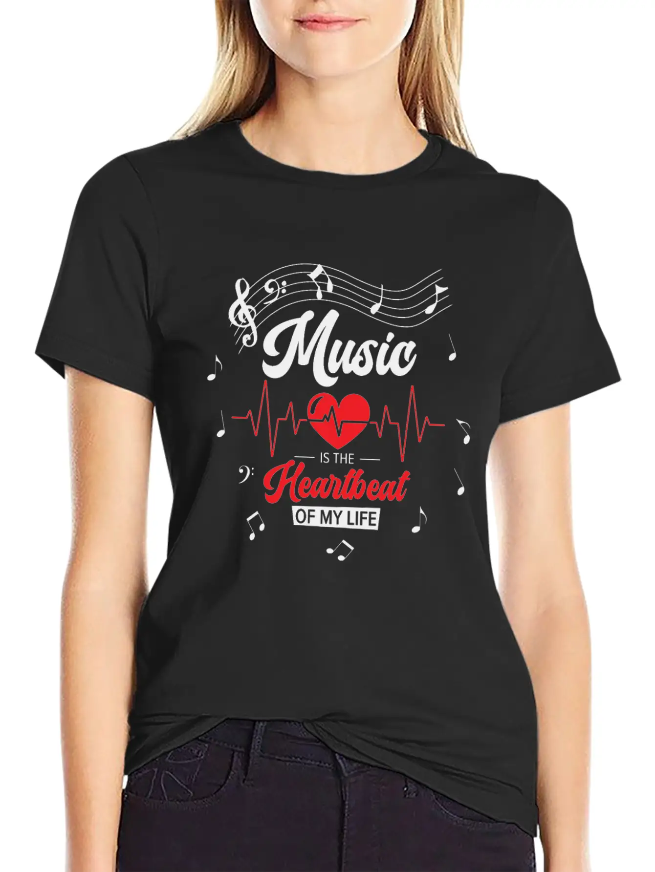 Music Heartbeat Music Lover Life Songs Unisex Short Sleeve Soft Cotton T-Shirt – Casual Everyday Wear