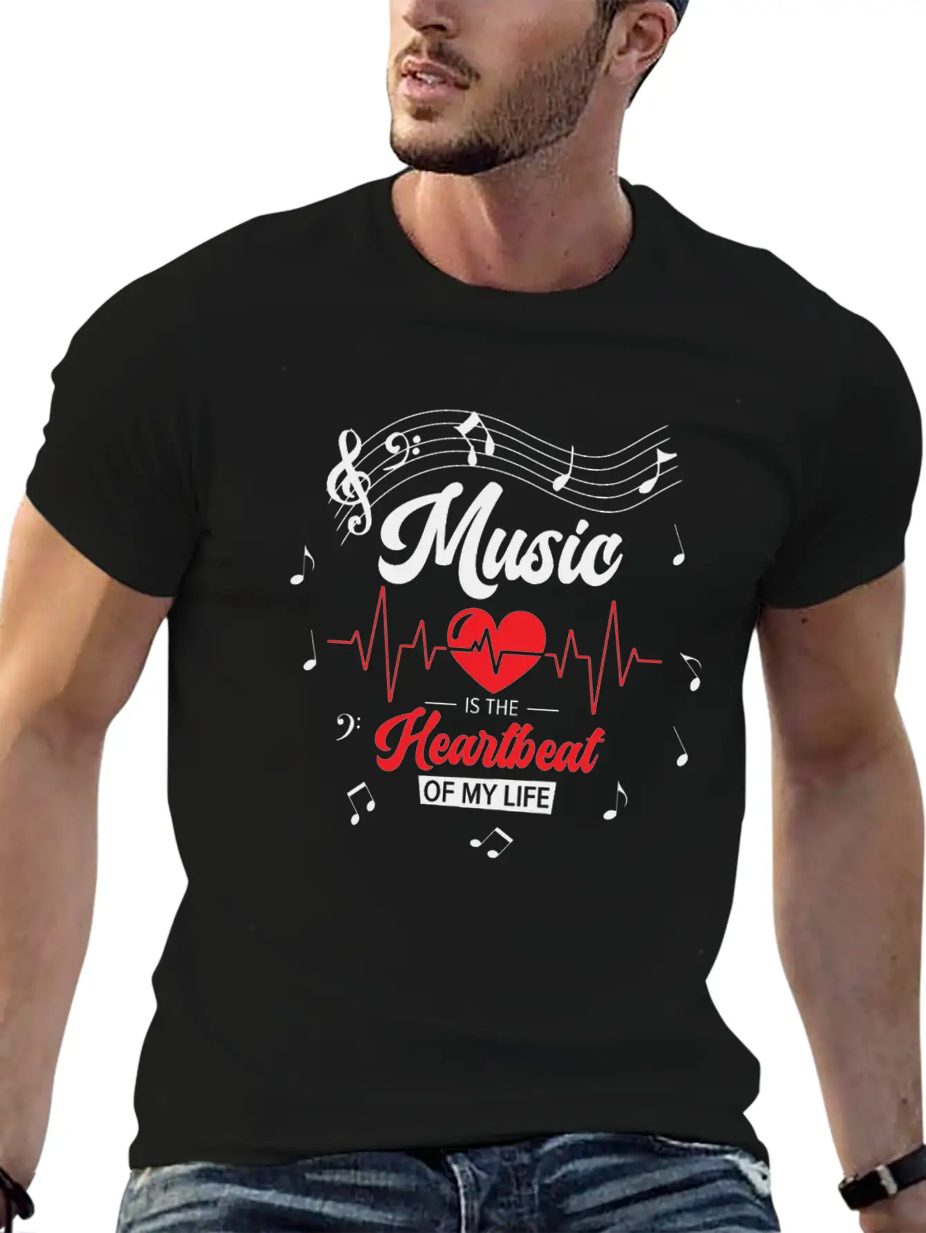 Music Heartbeat Music Lover Life Songs Unisex Short Sleeve Soft Cotton T-Shirt – Casual Everyday Wear