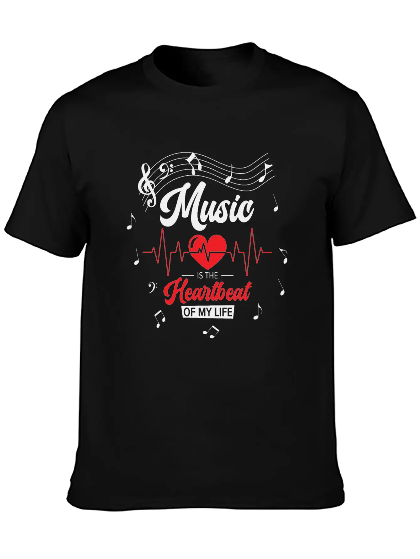 Music Heartbeat Music Lover Life Songs Unisex Short Sleeve Soft Cotton T-Shirt – Casual Everyday Wear