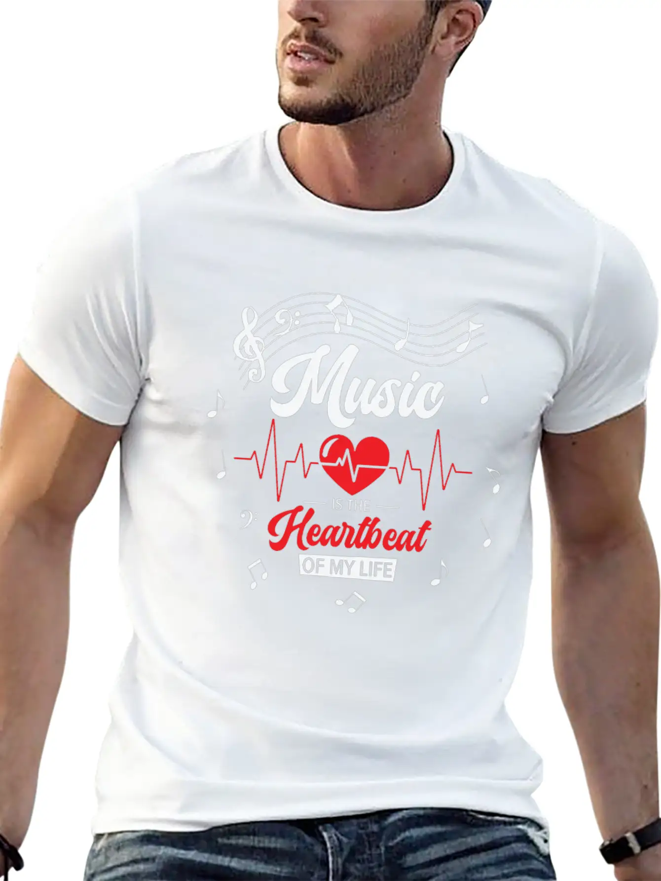 Music Heartbeat Music Lover Life Songs Unisex Short Sleeve Soft Cotton T-Shirt – Casual Everyday Wear