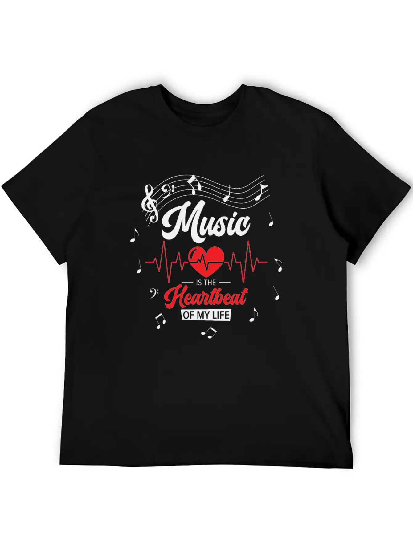 Music Heartbeat Music Lover Life Songs Unisex Short Sleeve Soft Cotton T-Shirt – Casual Everyday Wear