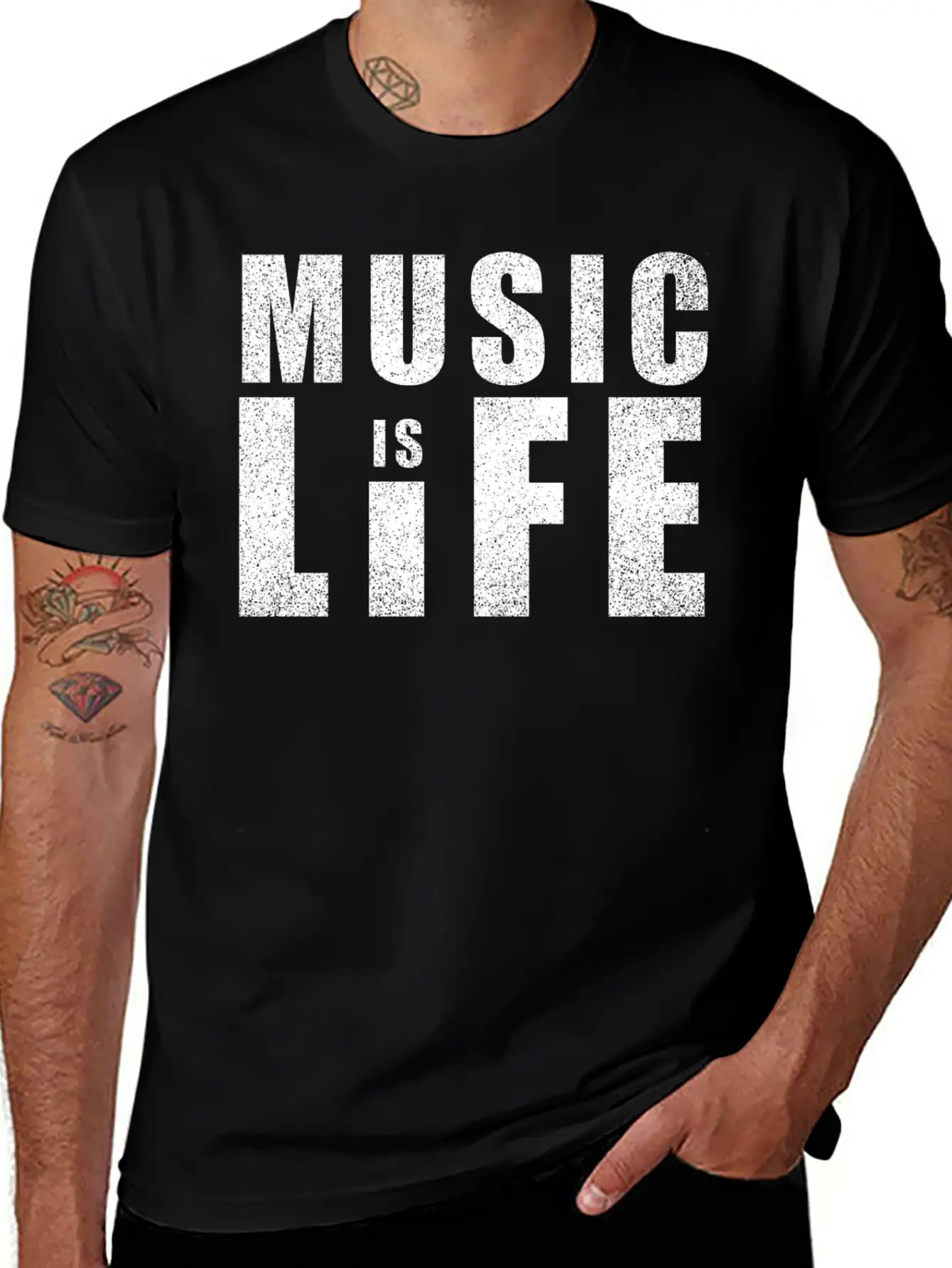 Music Is Life Vintage Unisex Short Sleeve Soft Cotton T-Shirt – Casual Everyday Wear