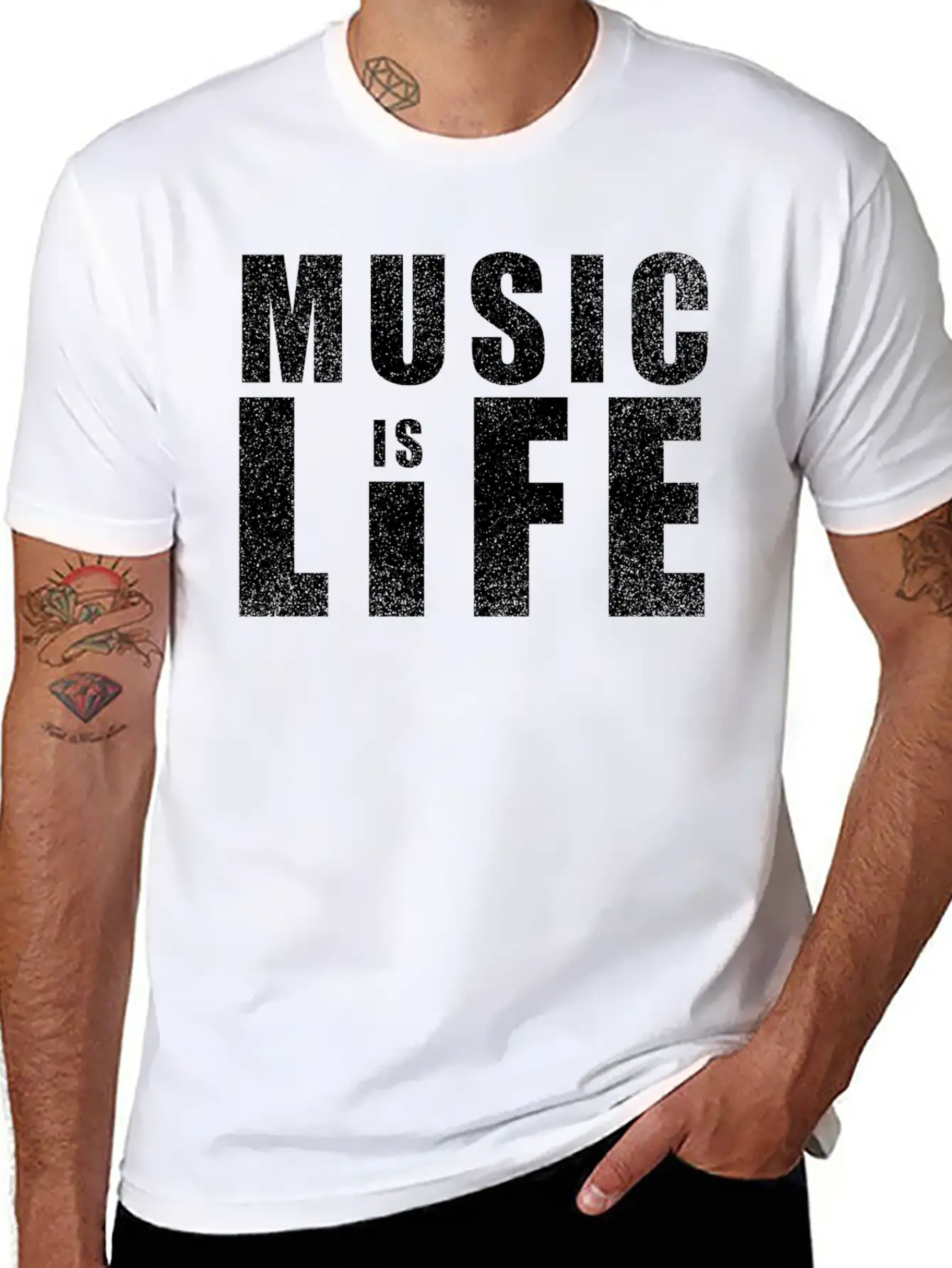 Music Is Life Vintage Unisex Short Sleeve Soft Cotton T-Shirt – Casual Everyday Wear